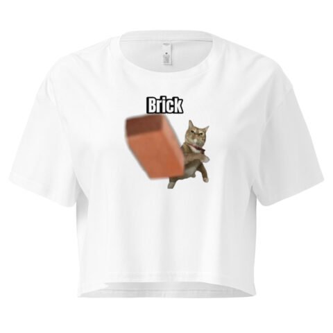 Brick Throwing Cat Meme Baby Tee | Throw Bricks Not Fits Y2K Cropped Top | Chaotic Catcore Alt-Girl Tee