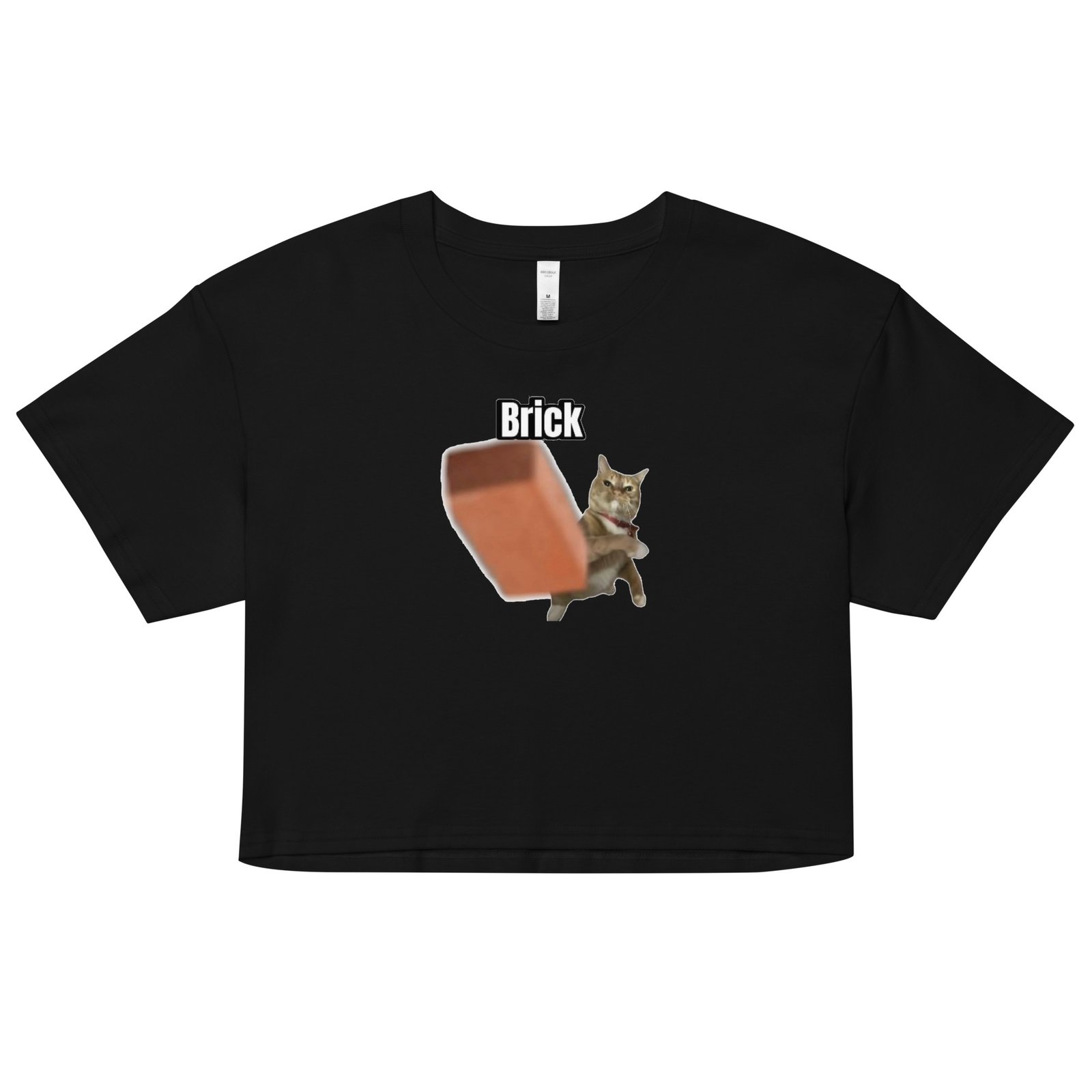 Brick Throwing Cat Meme Baby Tee | Throw Bricks Not Fits Y2K Cropped Top | Chaotic Catcore Alt-Girl Tee - Image 2