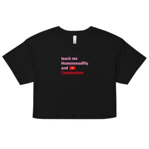 Teach Me Homosexuality and Communism Y2K Baby Tee | Gay Leftist Slut Retro Cropped Top | Educated and Horny Meme Tee