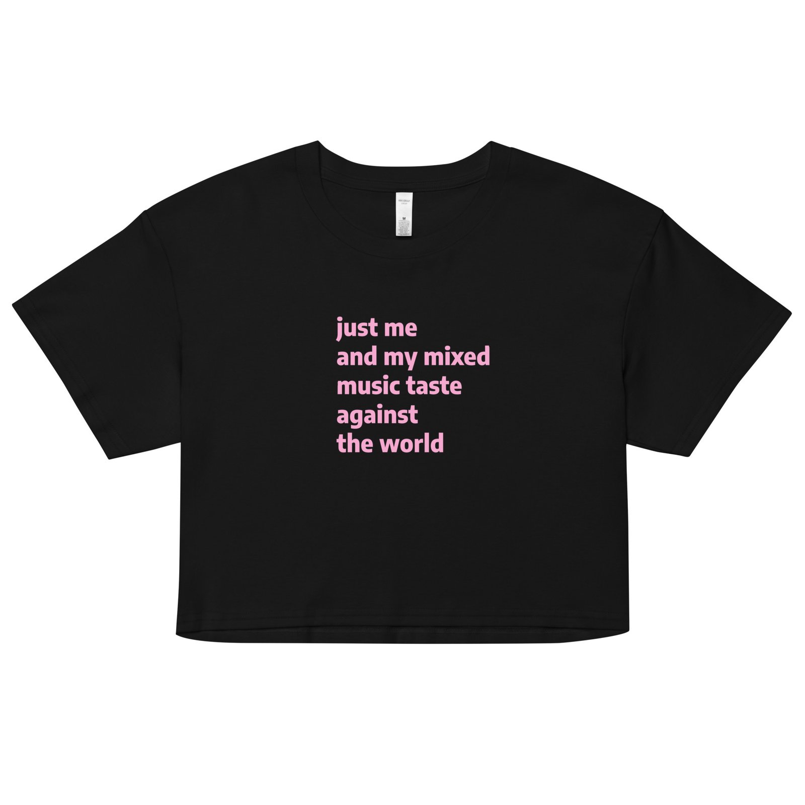 Just Me and My Music Taste Against the World Y2K Baby Tee | Music Taste vs The World Retro Cropped Top | Anti-Social Baddie Y2K Meme Tee - Image 2