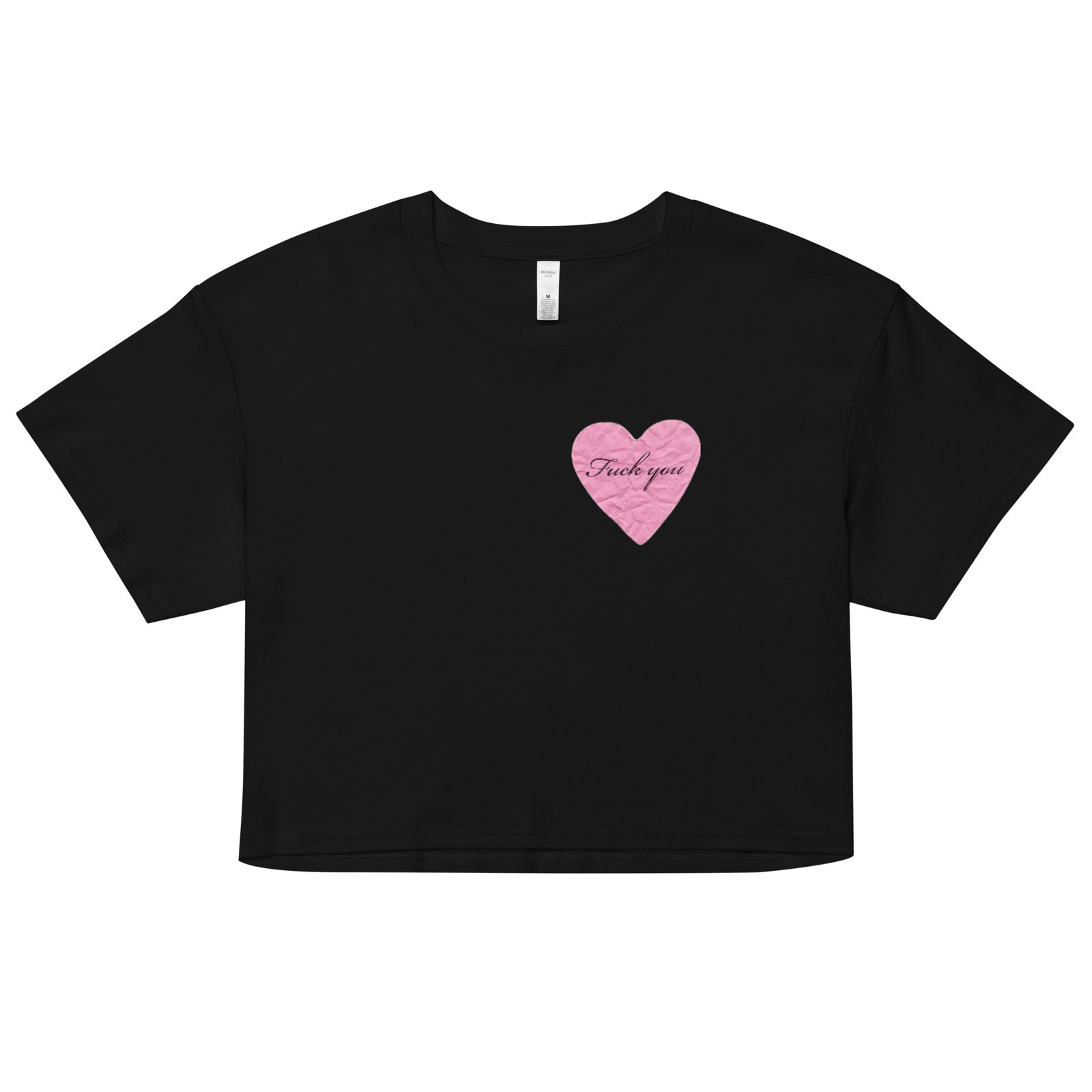 Fuck You Heart Y2K Baby Tee | Anti-Love Letter Retro Cropped Top | Brokenhearted Memecore Tee - Image 2