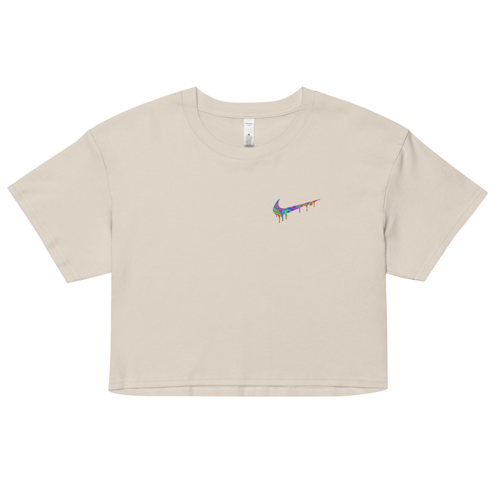 Psychedelic Nike Y2K Baby Tee | Trippy Swoosh Retro Cropped Top | Vaporwave Baddie Aesthetic Shirt - Image 8