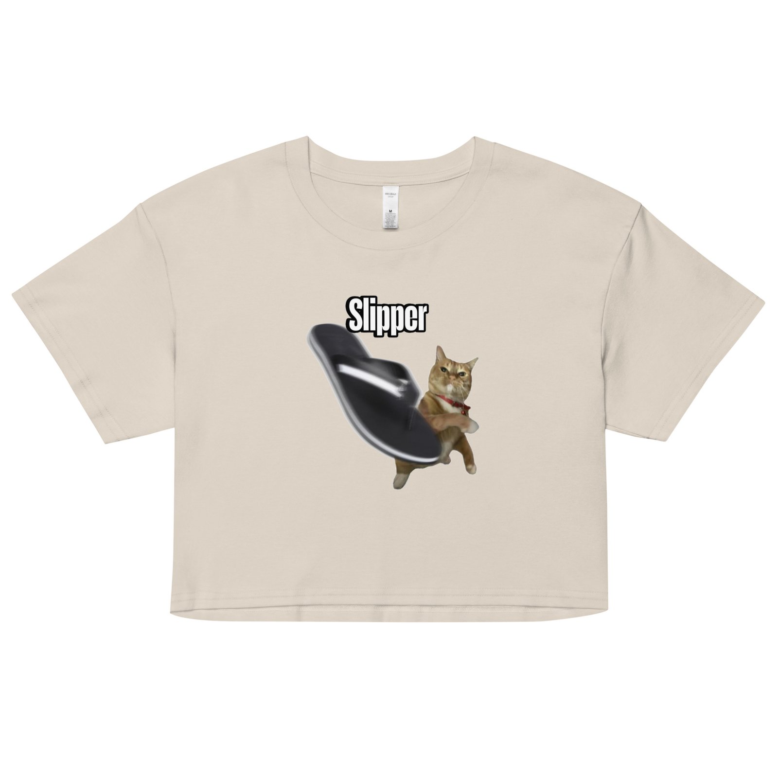 Slipper Throwing Cat Meme Baby Tee | Chonk Rage Tee Y2K Cropped Top | Household Weapon Cat Retro Top - Image 12