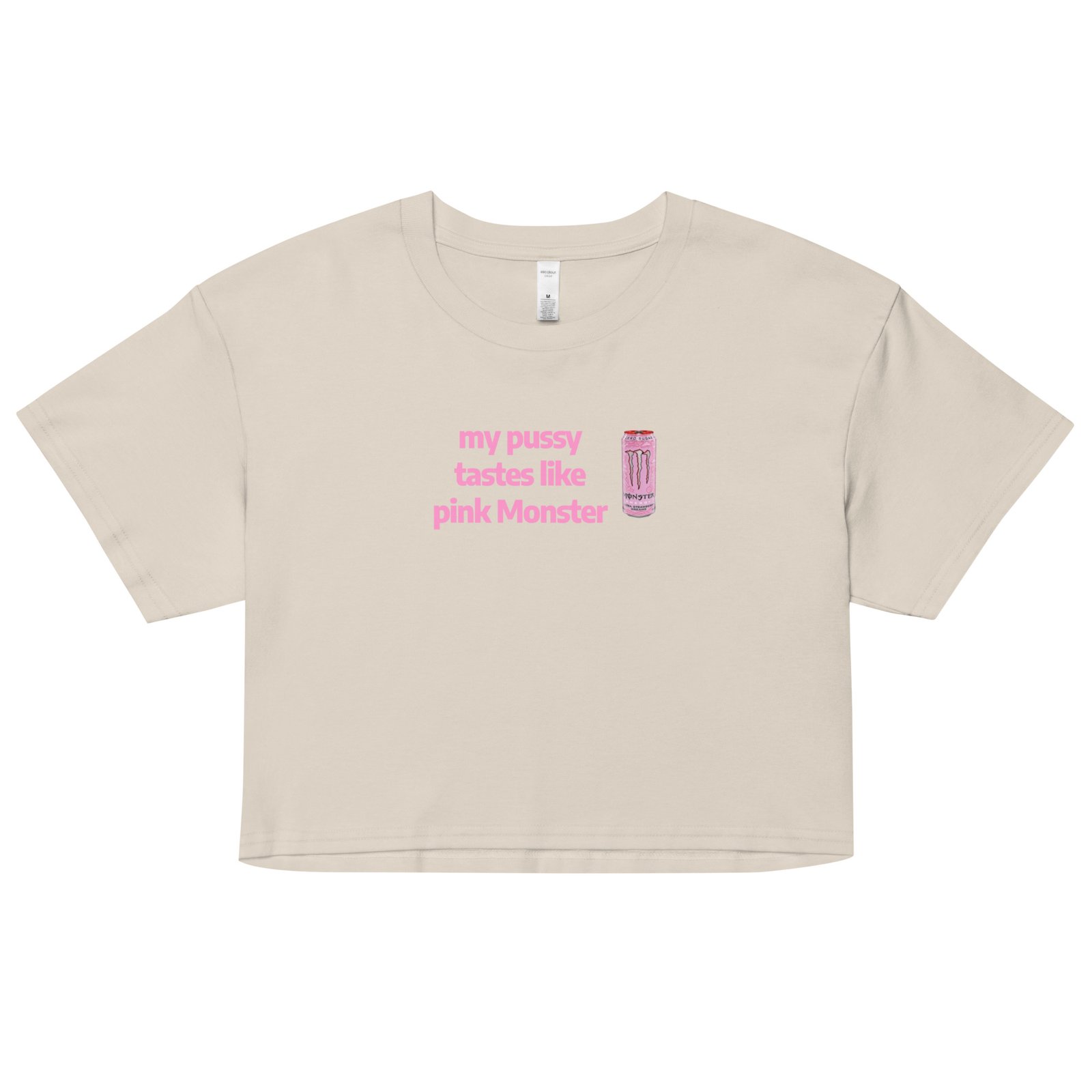 My Pussy Tastes Like Pink Monster Y2K Baby Tee | Monster Energy Slut Retro Cropped Top | Feral Girl Club Meme Tee - Image 11