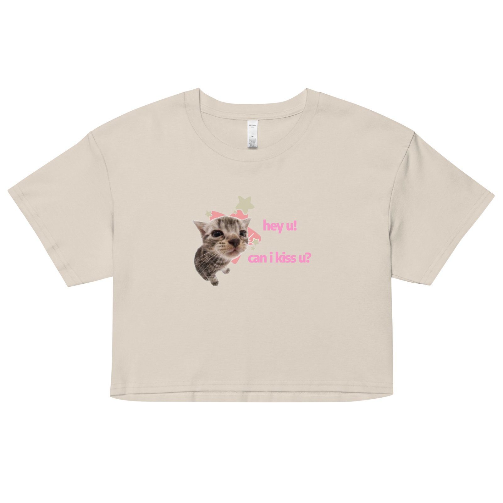 Hey U Can I Kiss U Cat Y2K Baby Tee | Can I Kiss U Alt-Girl Cropped Tee | Flirty Catcore Retro Baby Tee - Image 12