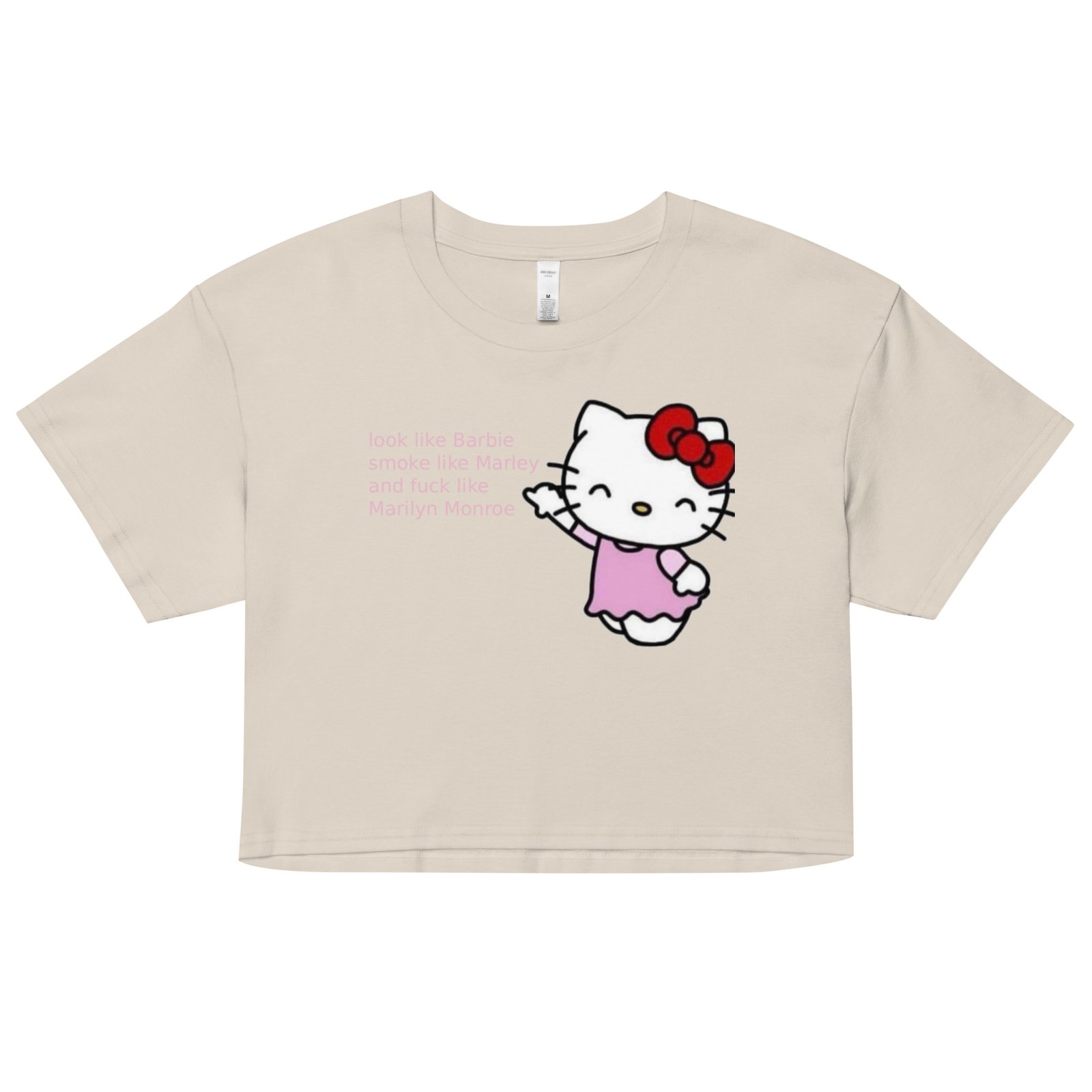 Look Like Barbie Smoke Like Marley Fuck Like Monroe Y2K Baby Tee | Bad Influence Retro Cropped Top | Bimbo Core Meme Shirt - Image 16