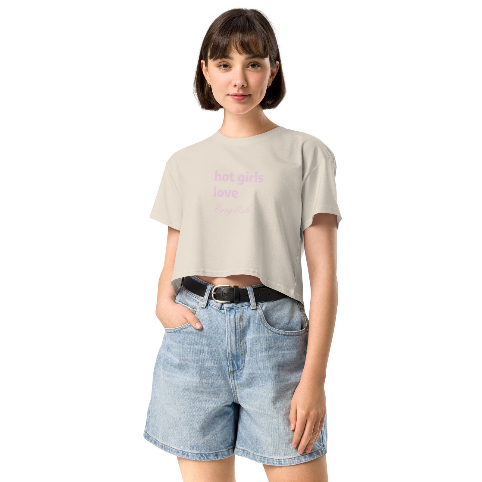 Hot Girls Love English Y2K Baby Tee | Grammar Slut Retro Cropped Top | Nerdy Bimbo Energy Meme Tee - Image 16