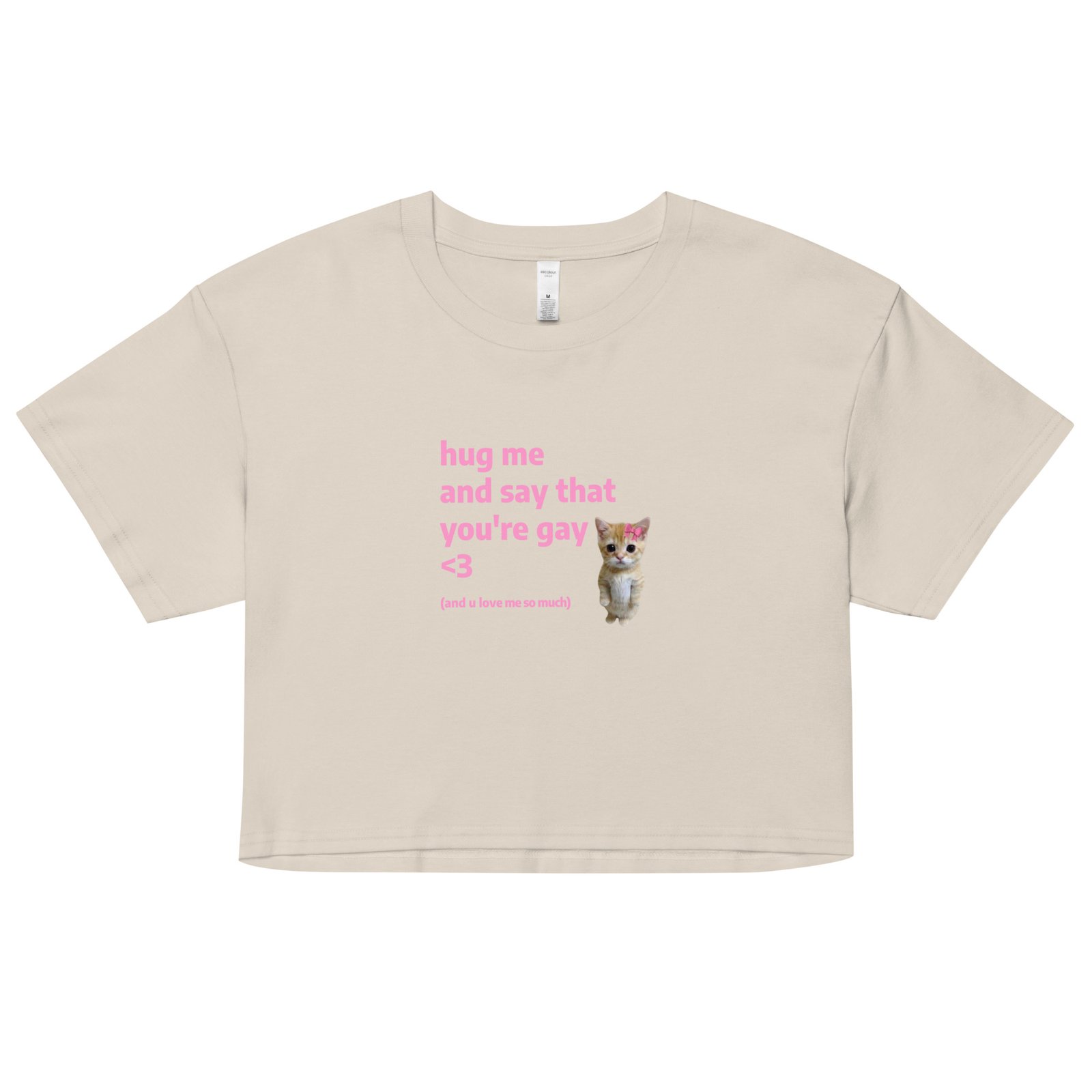 Hug Me and Say That Youre Gay and You Love Me Y2K Baby Tee | Queer Crybaby Cropped Top | Gay Sadgirl Meme Tee - Image 12