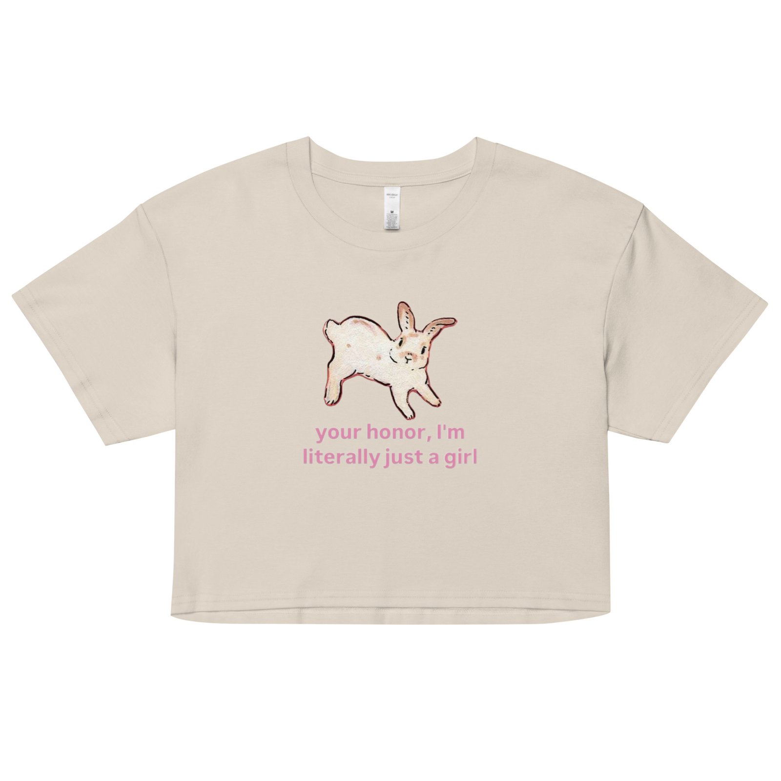 Your Honor I Am Just a Girl Bunny Y2K Baby Tee | Bunnycore Court Statement Retro Cropped Top | Legal Bimbo Meme Tee - Image 11