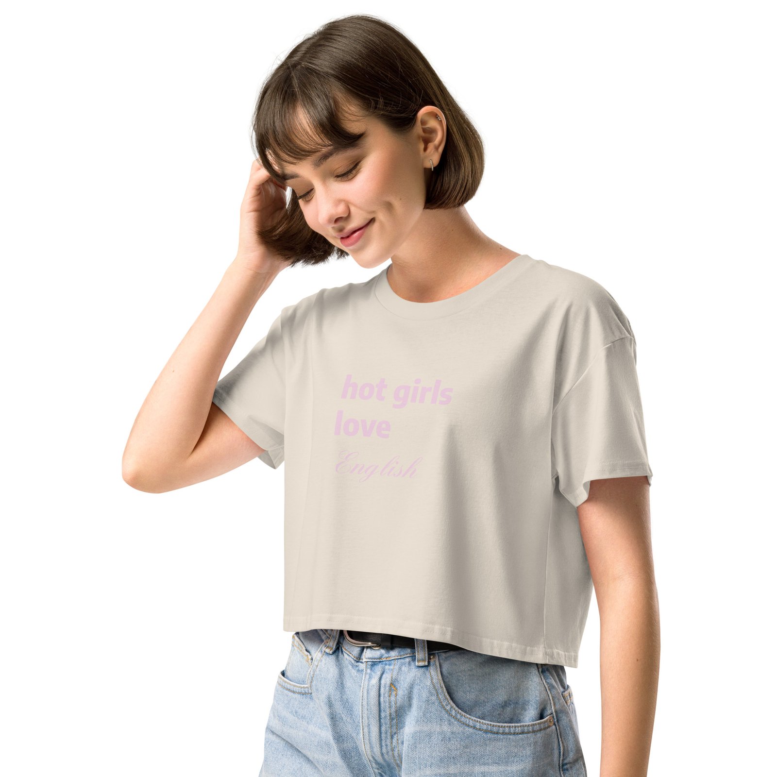 Hot Girls Love English Y2K Baby Tee | Grammar Slut Retro Cropped Top | Nerdy Bimbo Energy Meme Tee - Image 17