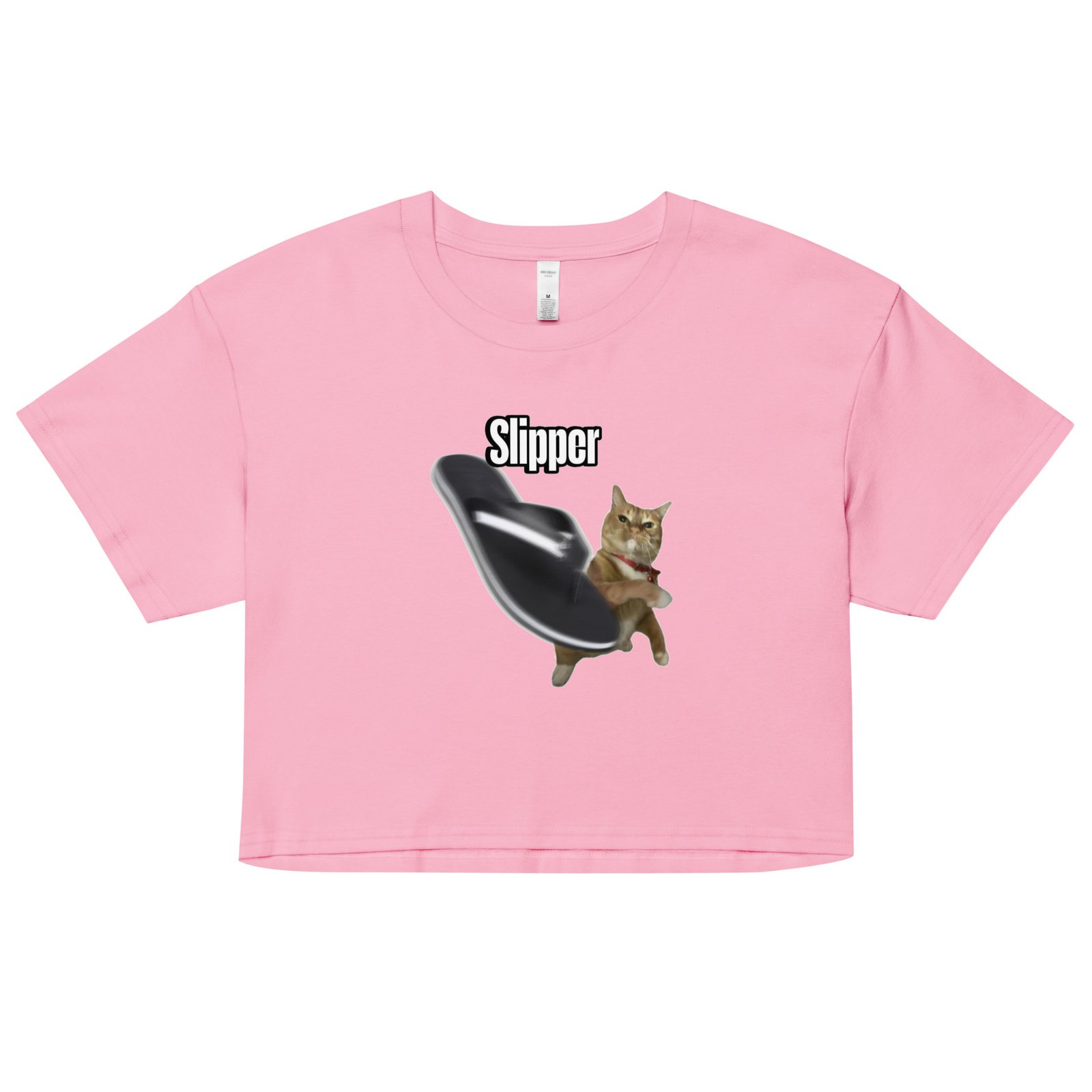 Slipper Throwing Cat Meme Baby Tee | Chonk Rage Tee Y2K Cropped Top | Household Weapon Cat Retro Top - Image 8