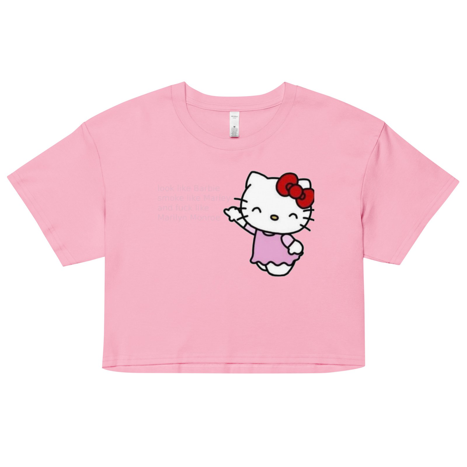 Look Like Barbie Smoke Like Marley Fuck Like Monroe Y2K Baby Tee | Bad Influence Retro Cropped Top | Bimbo Core Meme Shirt - Image 14