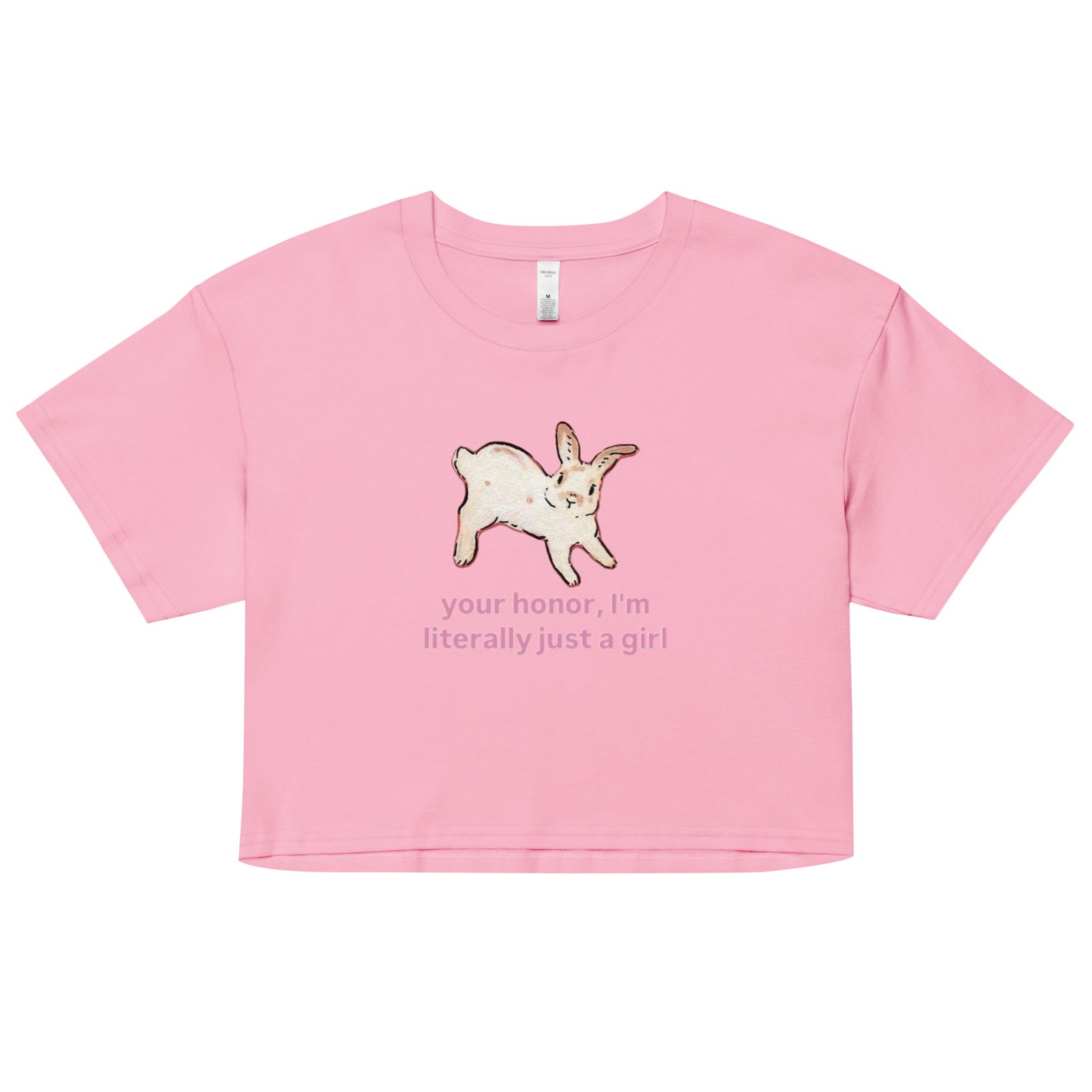 Your Honor I Am Just a Girl Bunny Y2K Baby Tee | Bunnycore Court Statement Retro Cropped Top | Legal Bimbo Meme Tee - Image 7