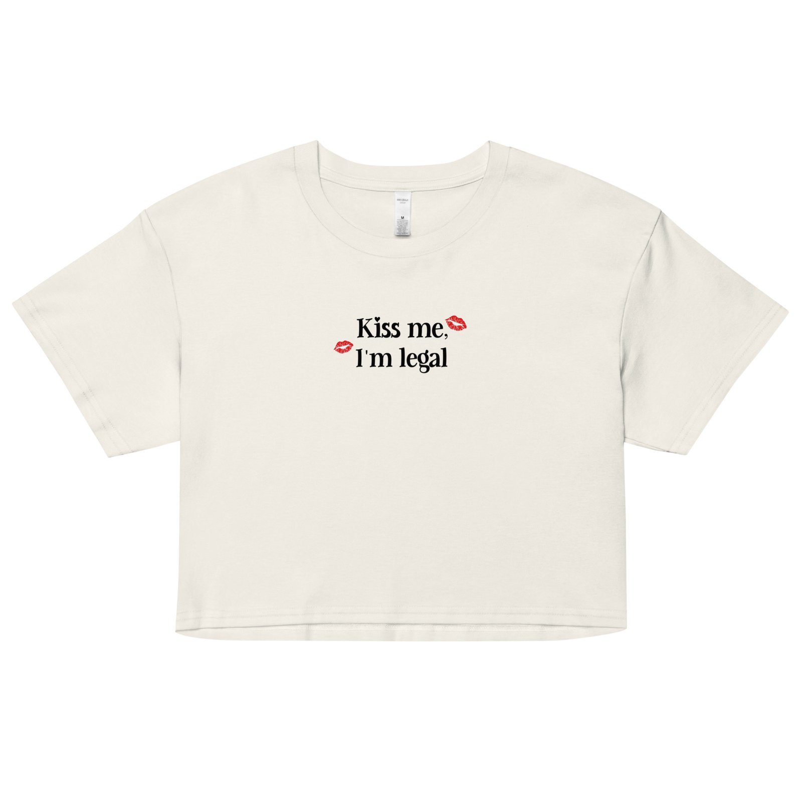 Kiss Me I’m Legal Y2K Baby Tee | Flirty Retro Cropped Top | Hot & Unbothered Meme Shirt - Image 9