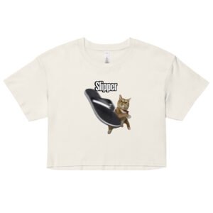 Slipper Throwing Cat Meme Baby Tee | Chonk Rage Tee Y2K Cropped Top | Household Weapon Cat Retro Top