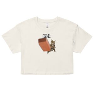 Brick Throwing Cat Meme Baby Tee | Throw Bricks Not Fits Y2K Cropped Top | Chaotic Catcore Alt-Girl Tee
