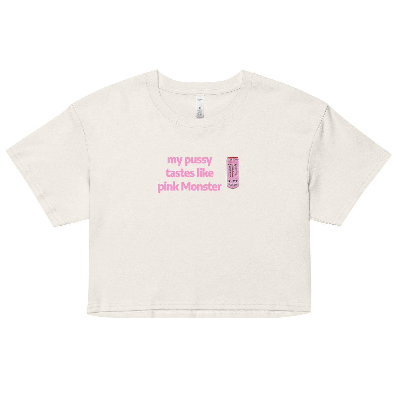 My Pussy Tastes Like Pink Monster Y2K Baby Tee | Monster Energy Slut Retro Cropped Top | Feral Girl Club Meme Tee - Image 17