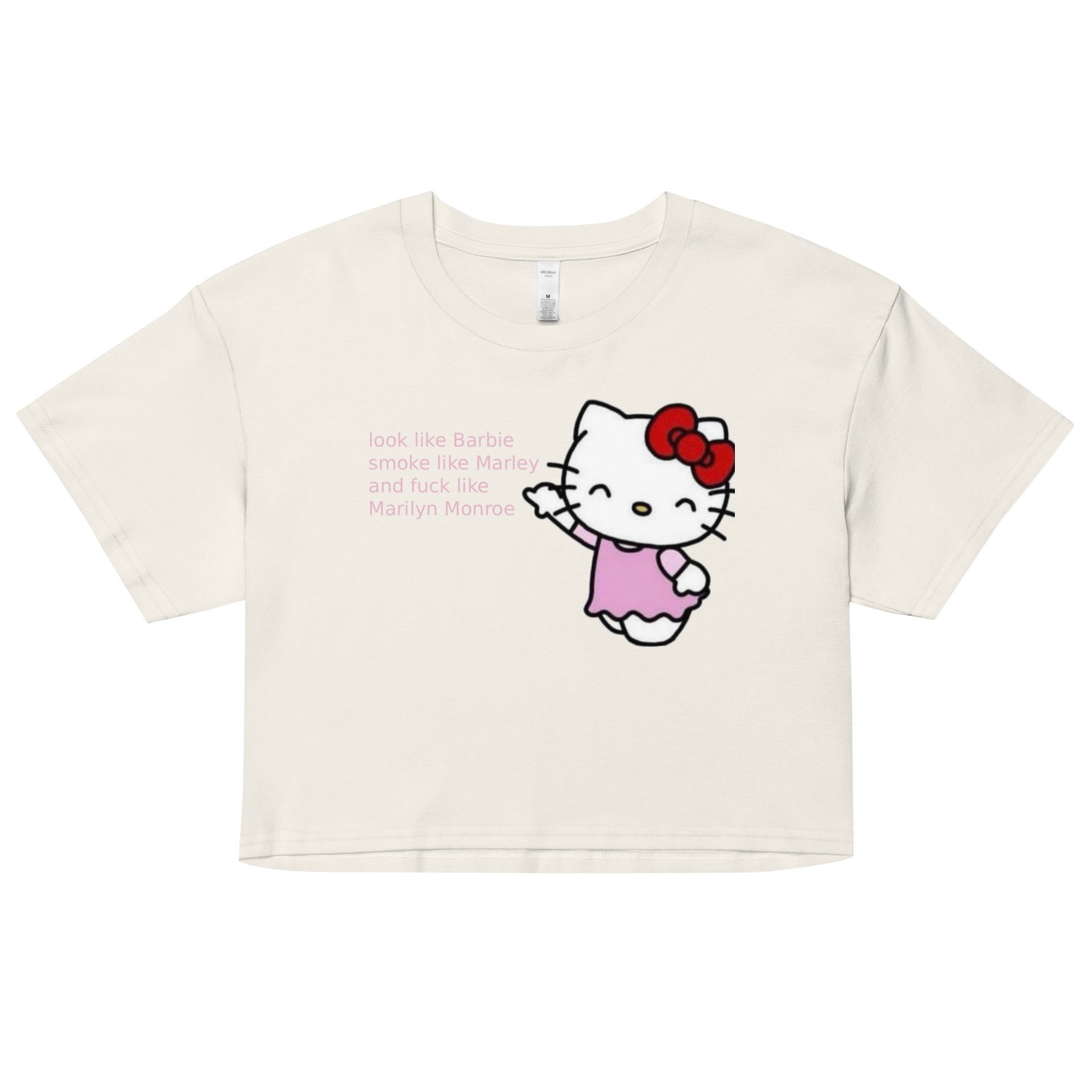 Look Like Barbie Smoke Like Marley Fuck Like Monroe Y2K Baby Tee | Bad Influence Retro Cropped Top | Bimbo Core Meme Shirt - Image 22