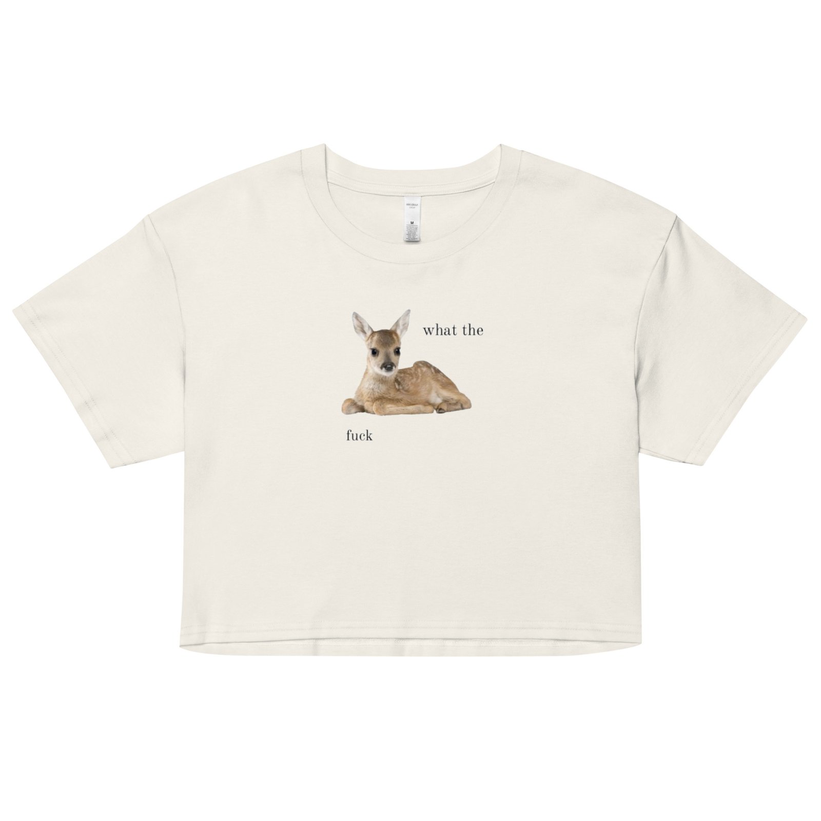 What the Fuck Deer Y2K Baby Tee | Surrealist Forestcore Retro Cropped Top | Weird Animal Meme Girl Tee - Image 11