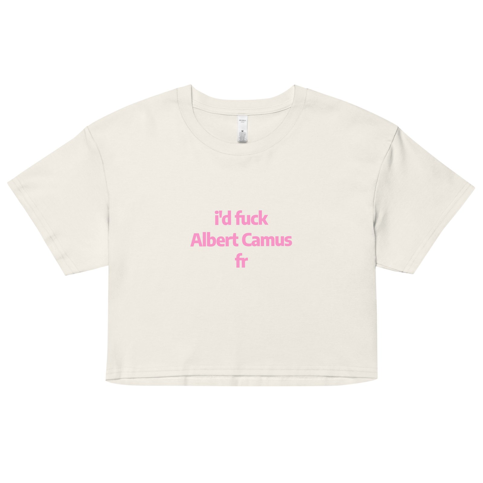 Id Fuck Albert Camus Y2K Baby Tee | French Existentialist Slut Retro Cropped Top | Camus Is Hotcore Tee