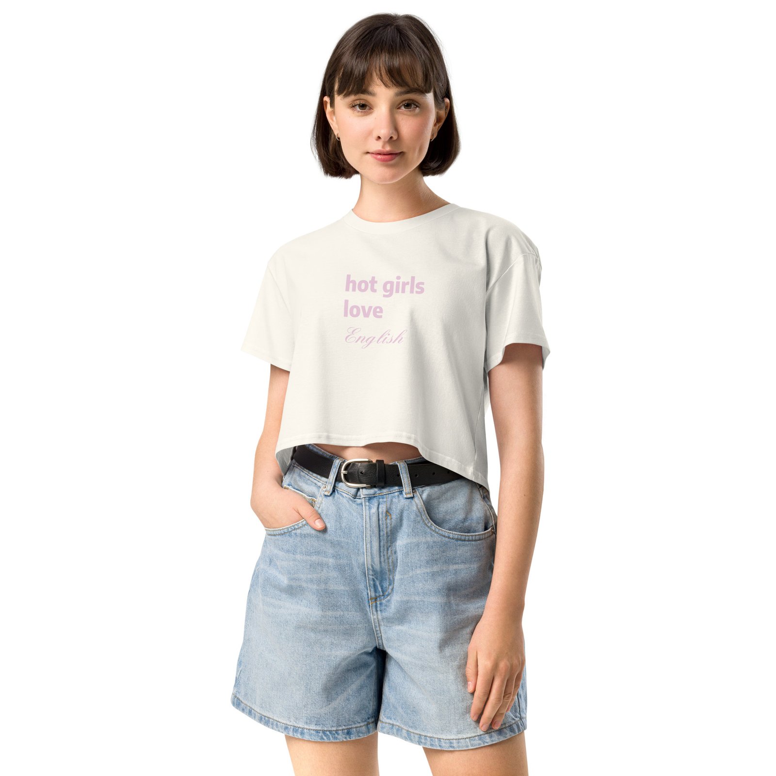 Hot Girls Love English Y2K Baby Tee | Grammar Slut Retro Cropped Top | Nerdy Bimbo Energy Meme Tee - Image 26