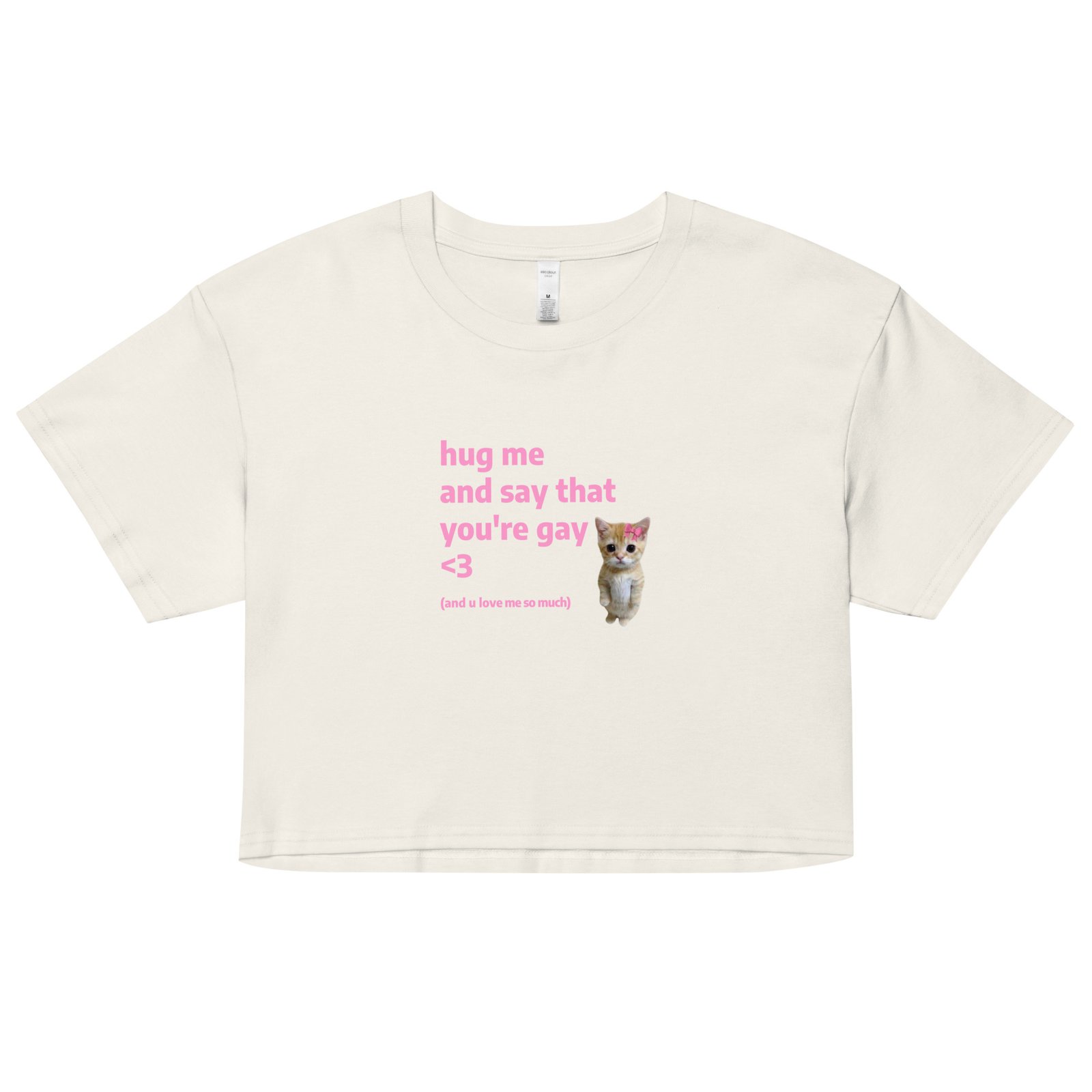 Hug Me and Say That Youre Gay and You Love Me Y2K Baby Tee | Queer Crybaby Cropped Top | Gay Sadgirl Meme Tee - Image 18