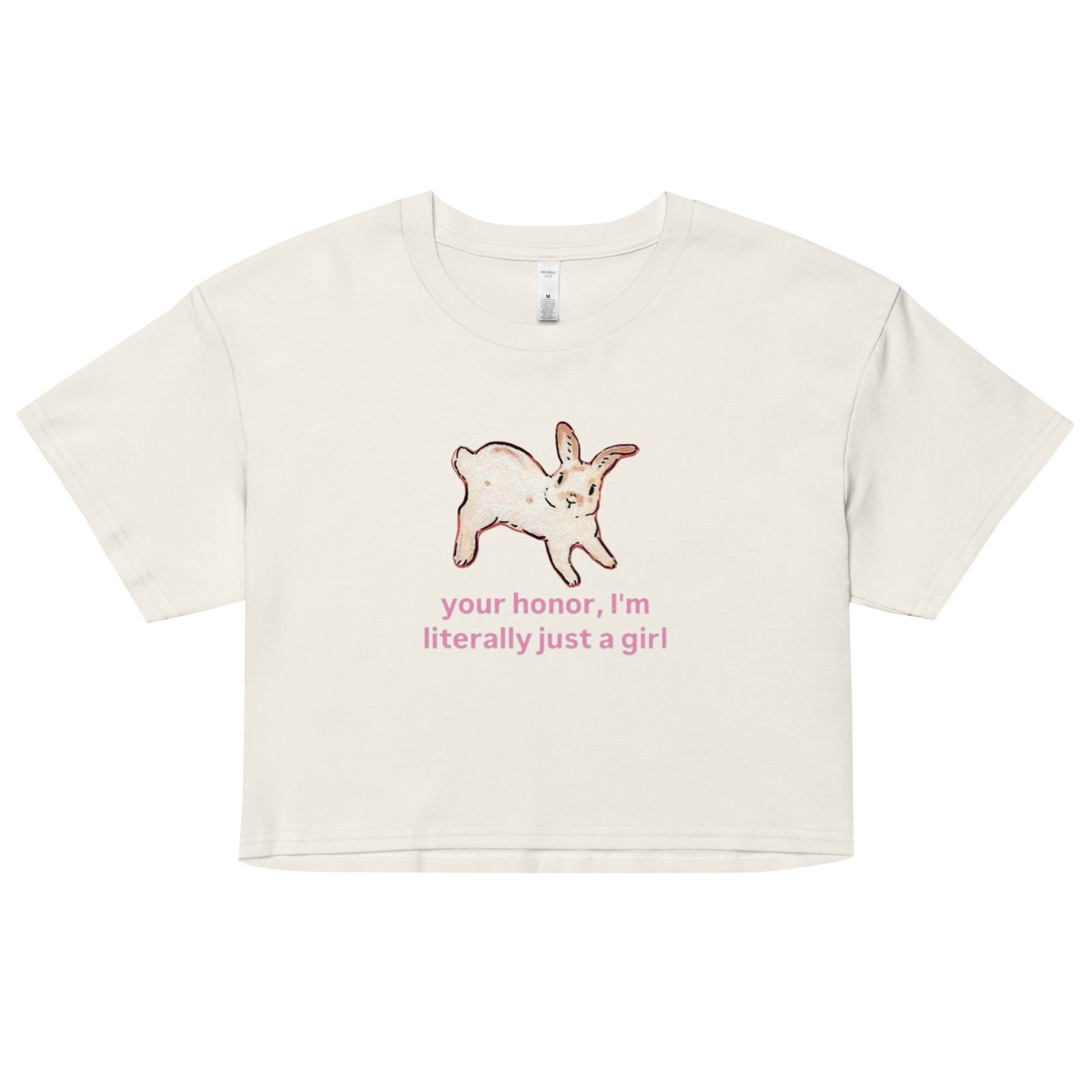 Your Honor I Am Just a Girl Bunny Y2K Baby Tee | Bunnycore Court Statement Retro Cropped Top | Legal Bimbo Meme Tee - Image 17
