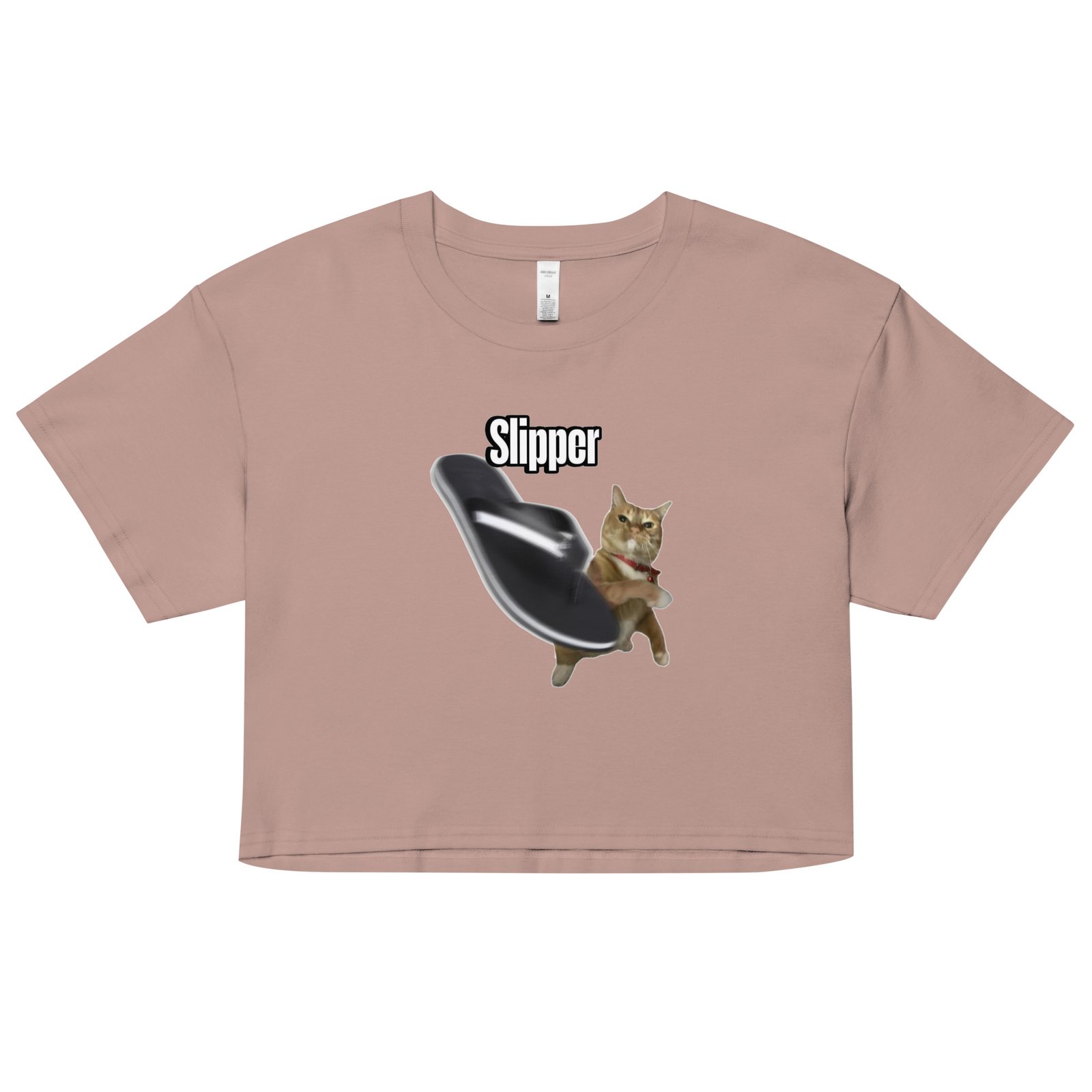 Slipper Throwing Cat Meme Baby Tee | Chonk Rage Tee Y2K Cropped Top | Household Weapon Cat Retro Top - Image 6