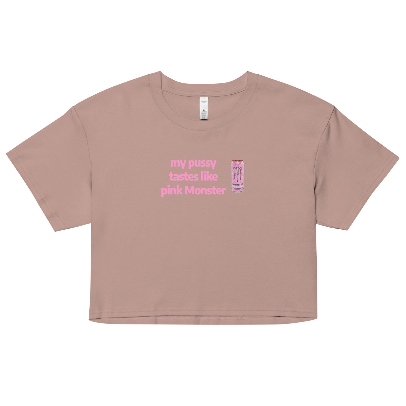 My Pussy Tastes Like Pink Monster Y2K Baby Tee | Monster Energy Slut Retro Cropped Top | Feral Girl Club Meme Tee - Image 5
