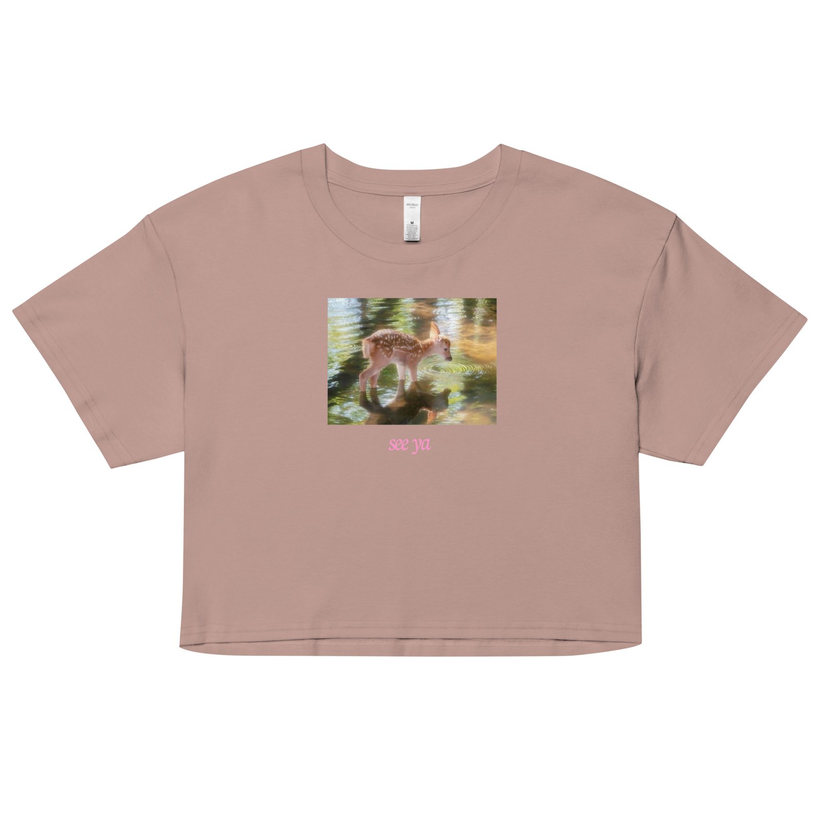 See Ya Deer Ethereal Dreamcore Y2K Baby Tee | Sad Girl in a Forest Retro Cropped Top | Softcore Cottage Baddie Tee - Image 6