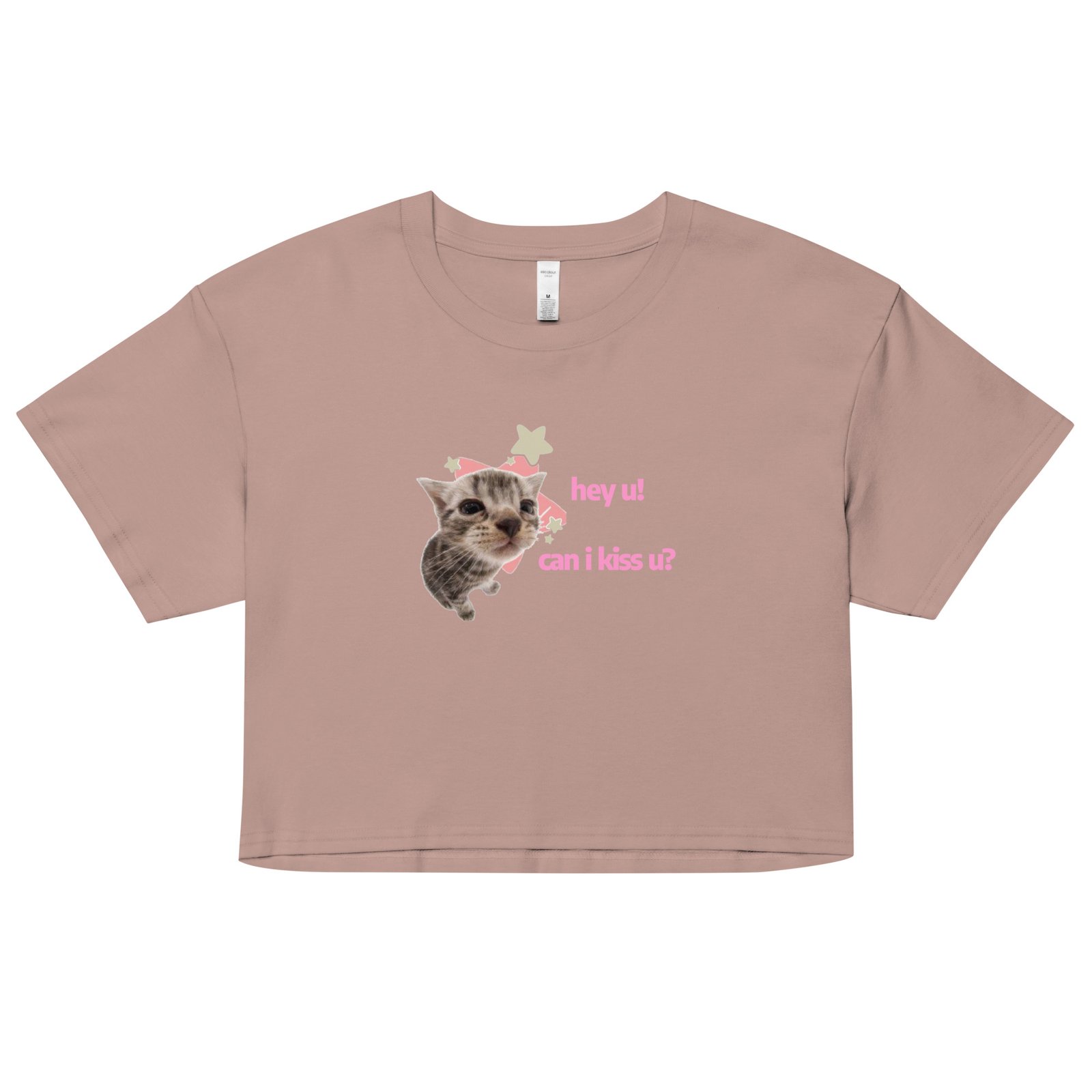 Hey U Can I Kiss U Cat Y2K Baby Tee | Can I Kiss U Alt-Girl Cropped Tee | Flirty Catcore Retro Baby Tee - Image 6