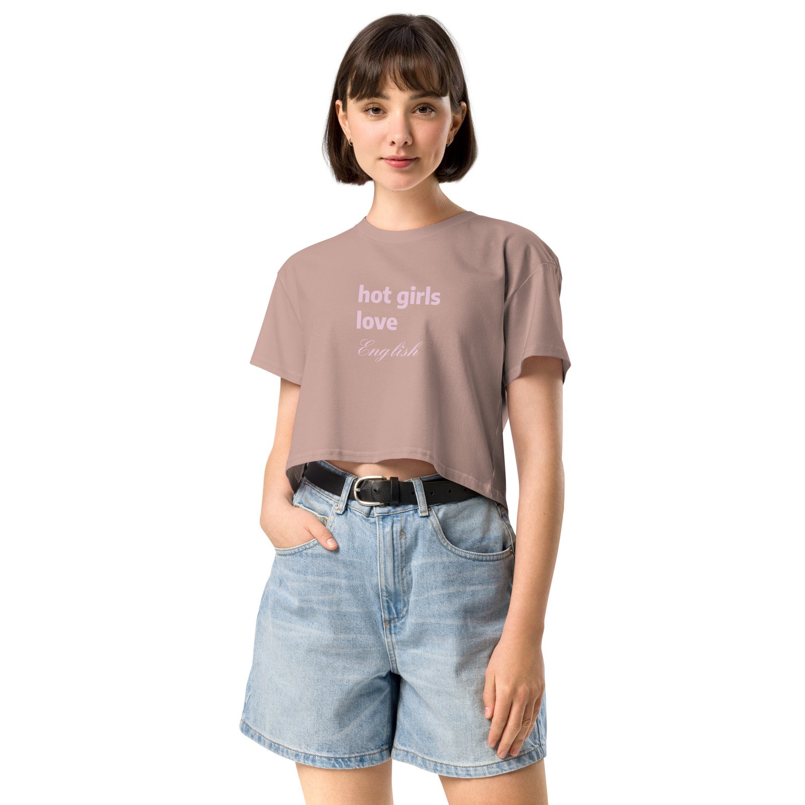Hot Girls Love English Y2K Baby Tee | Grammar Slut Retro Cropped Top | Nerdy Bimbo Energy Meme Tee - Image 8