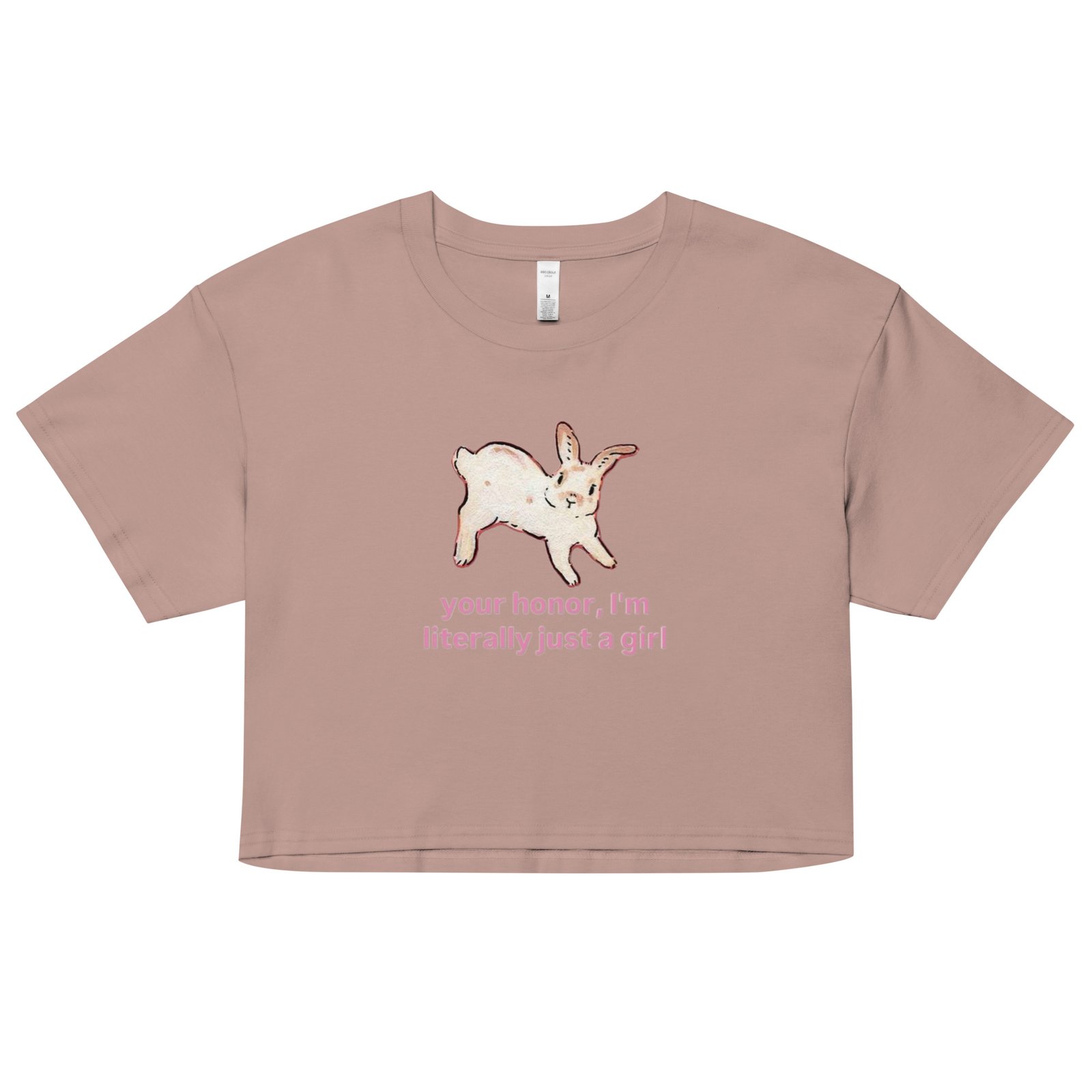 Your Honor I Am Just a Girl Bunny Y2K Baby Tee | Bunnycore Court Statement Retro Cropped Top | Legal Bimbo Meme Tee - Image 5