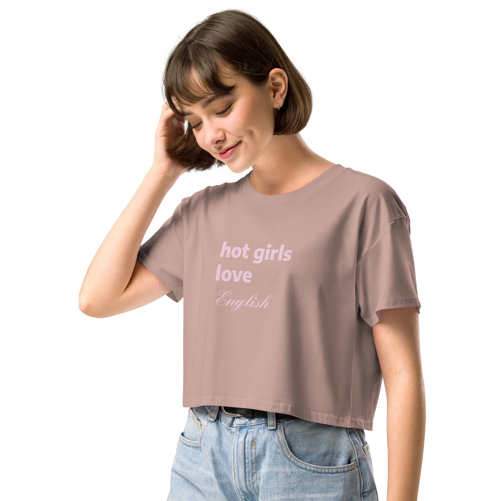 Hot Girls Love English Y2K Baby Tee | Grammar Slut Retro Cropped Top | Nerdy Bimbo Energy Meme Tee - Image 9