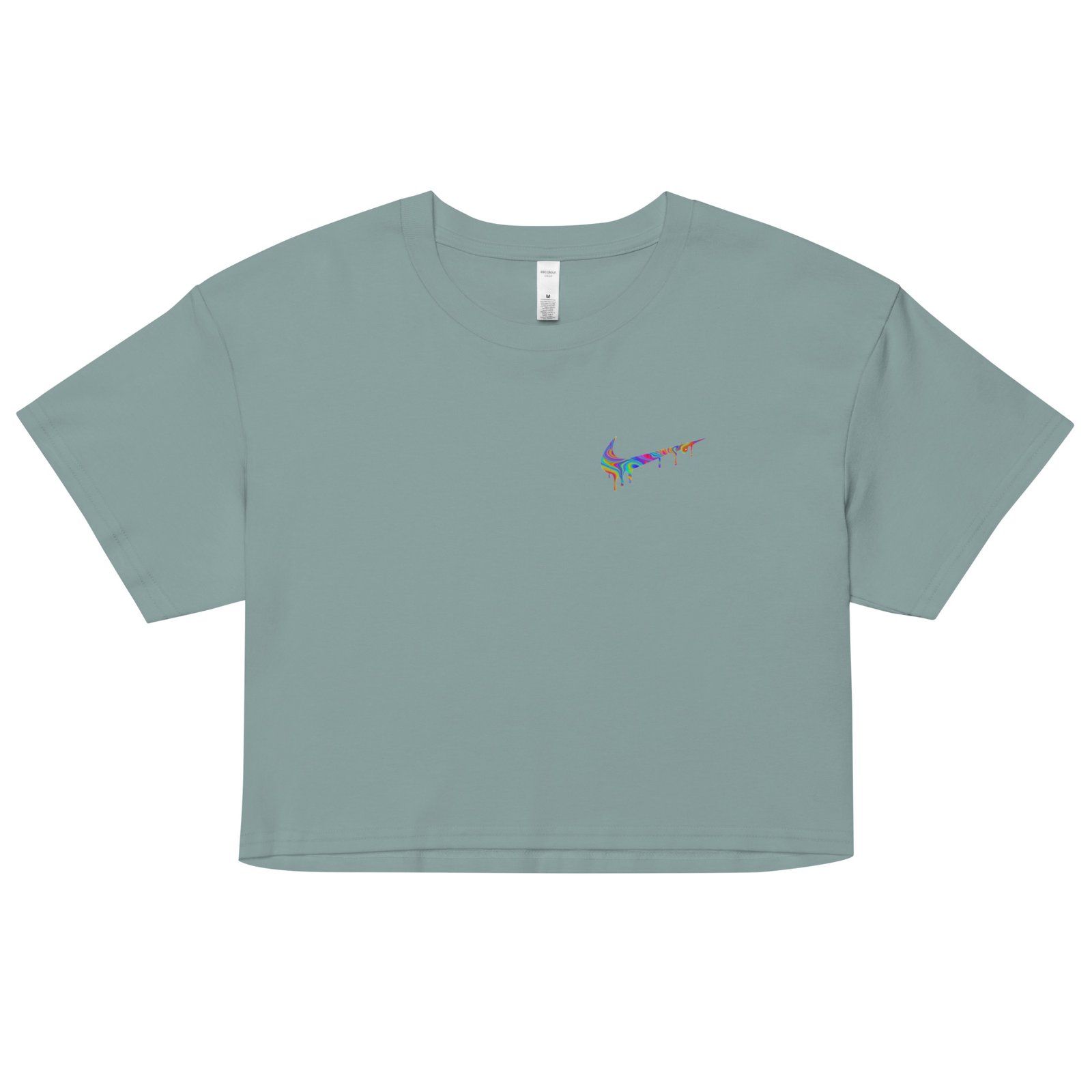 Psychedelic Nike Y2K Baby Tee | Trippy Swoosh Retro Cropped Top | Vaporwave Baddie Aesthetic Shirt - Image 4