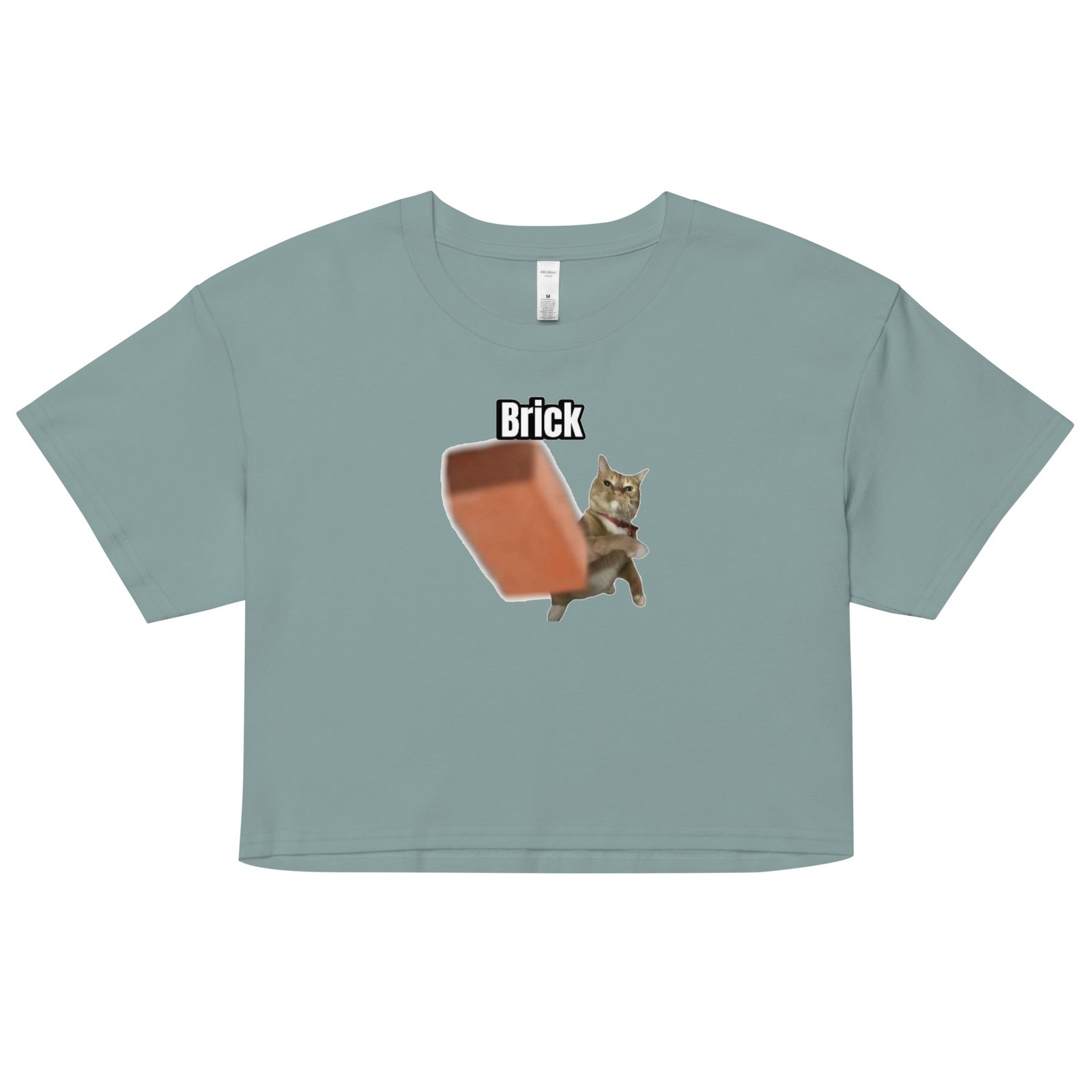 Brick Throwing Cat Meme Baby Tee | Throw Bricks Not Fits Y2K Cropped Top | Chaotic Catcore Alt-Girl Tee - Image 4