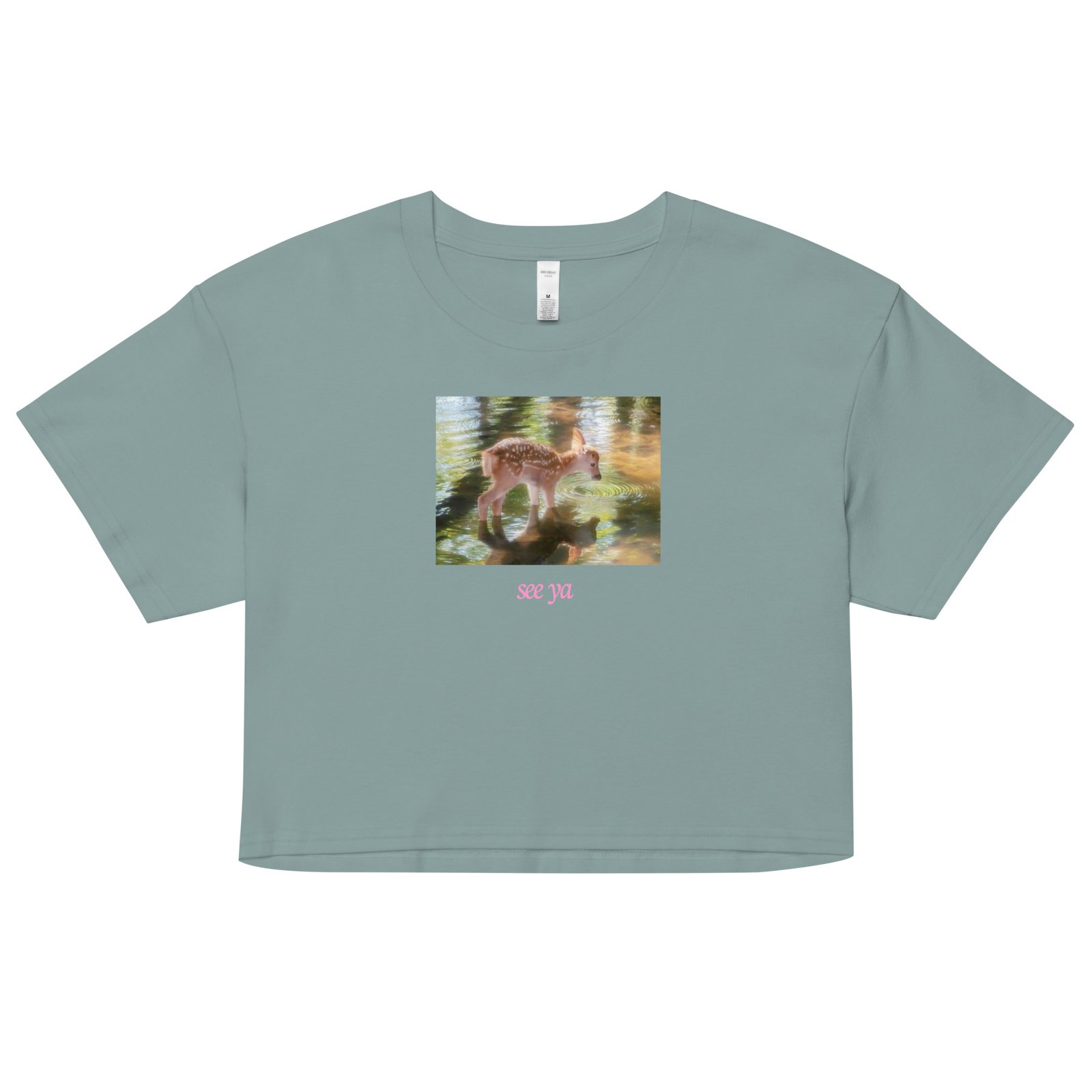 See Ya Deer Ethereal Dreamcore Y2K Baby Tee | Sad Girl in a Forest Retro Cropped Top | Softcore Cottage Baddie Tee - Image 4