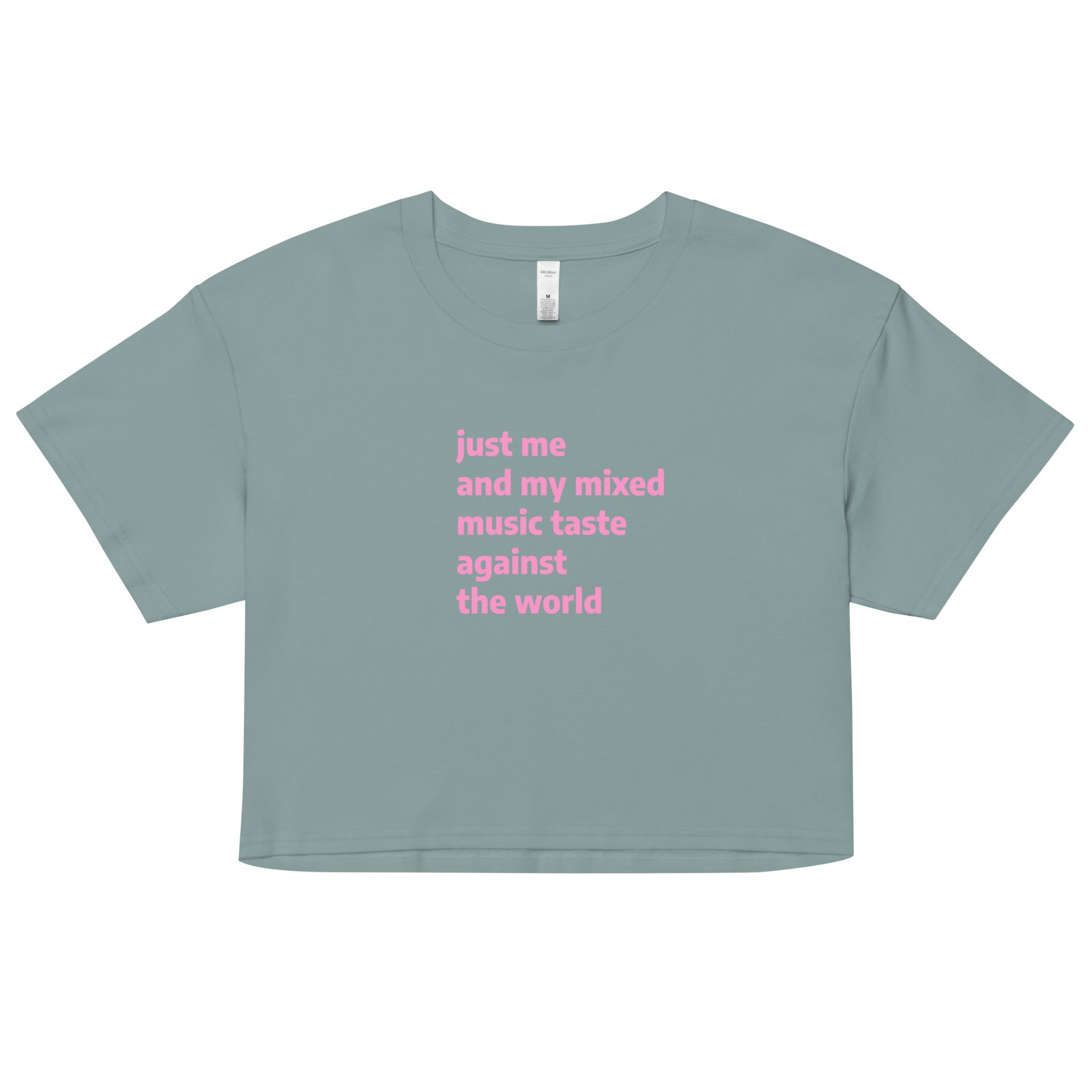 Just Me and My Music Taste Against the World Y2K Baby Tee | Music Taste vs The World Retro Cropped Top | Anti-Social Baddie Y2K Meme Tee - Image 4