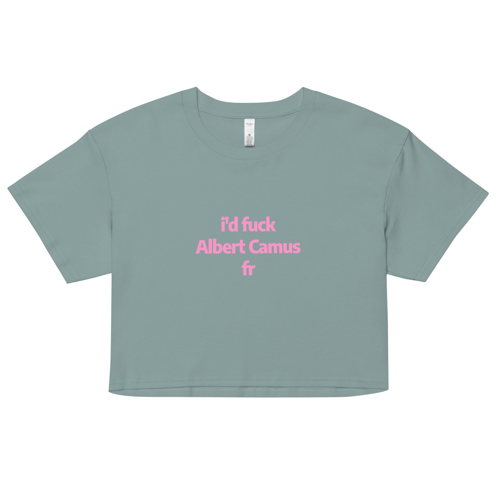 Id Fuck Albert Camus Y2K Baby Tee | French Existentialist Slut Retro Cropped Top | Camus Is Hotcore Tee - Image 4