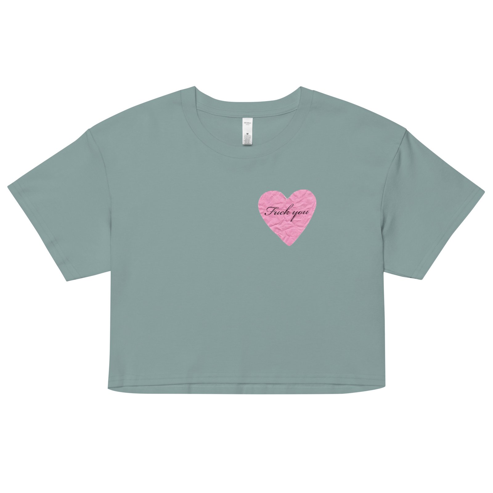 Fuck You Heart Y2K Baby Tee | Anti-Love Letter Retro Cropped Top | Brokenhearted Memecore Tee - Image 4