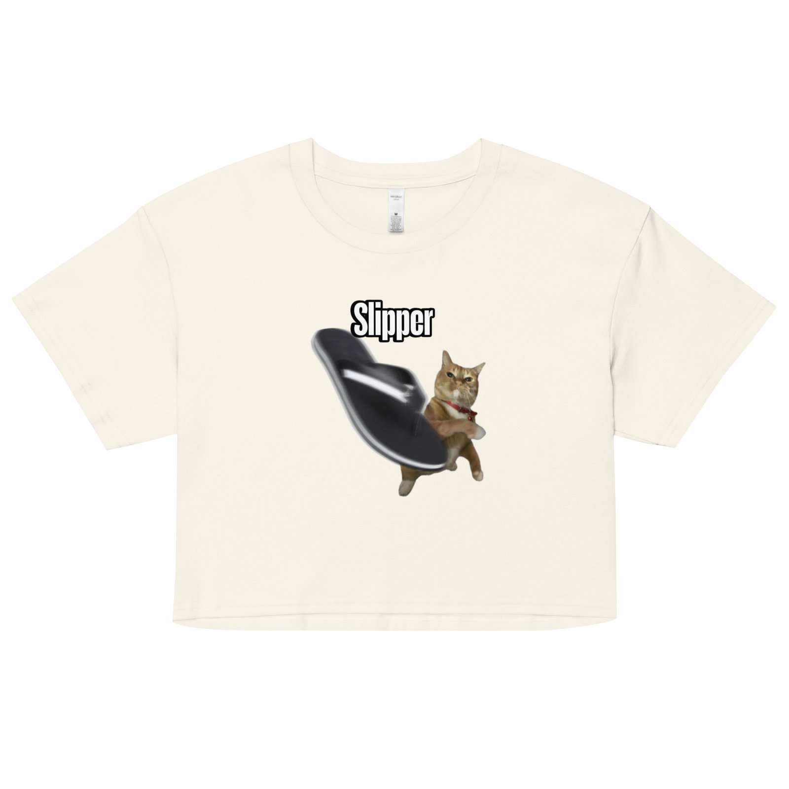 Slipper Throwing Cat Meme Baby Tee | Chonk Rage Tee Y2K Cropped Top | Household Weapon Cat Retro Top - Image 16