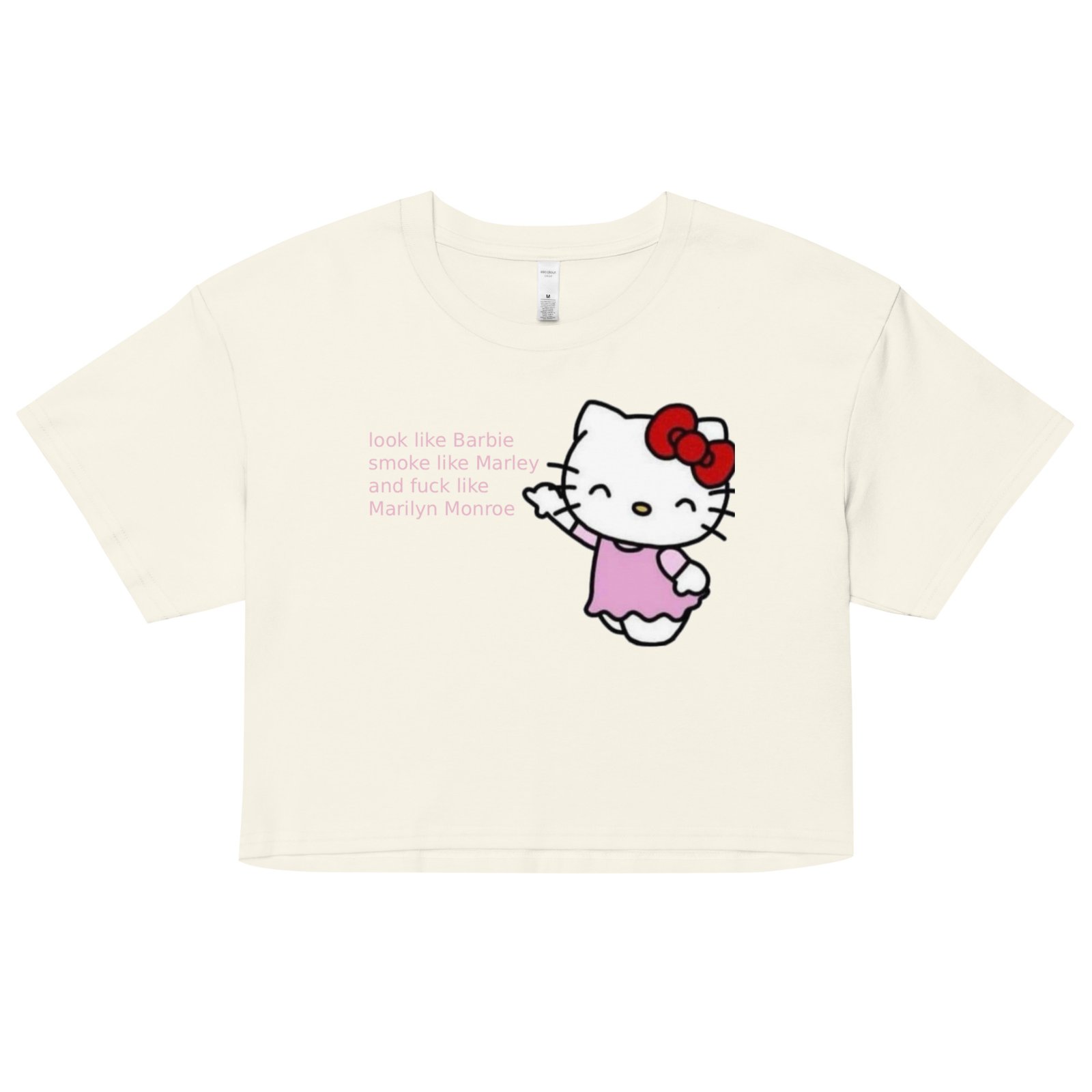 Look Like Barbie Smoke Like Marley Fuck Like Monroe Y2K Baby Tee | Bad Influence Retro Cropped Top | Bimbo Core Meme Shirt - Image 20