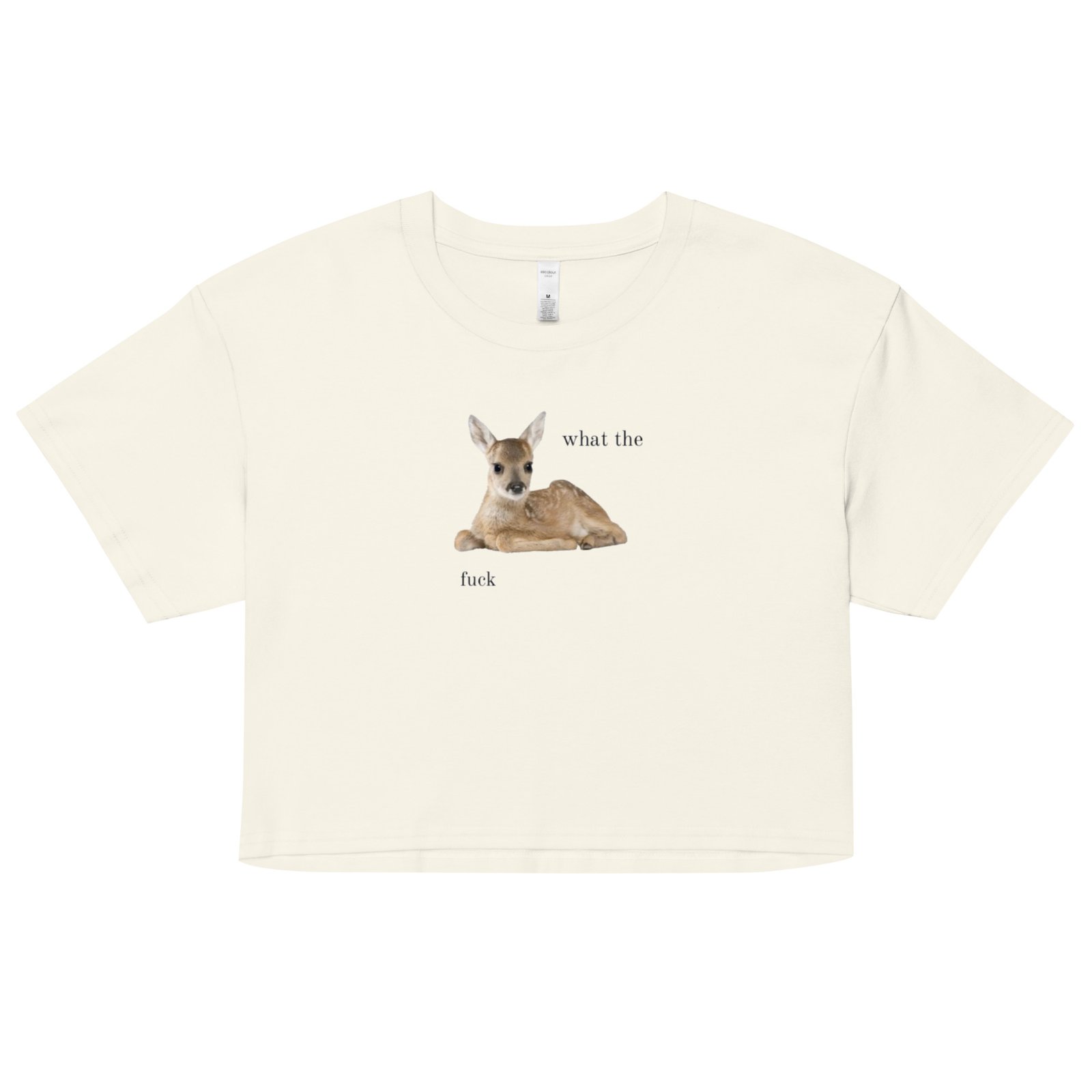 What the Fuck Deer Y2K Baby Tee | Surrealist Forestcore Retro Cropped Top | Weird Animal Meme Girl Tee - Image 26
