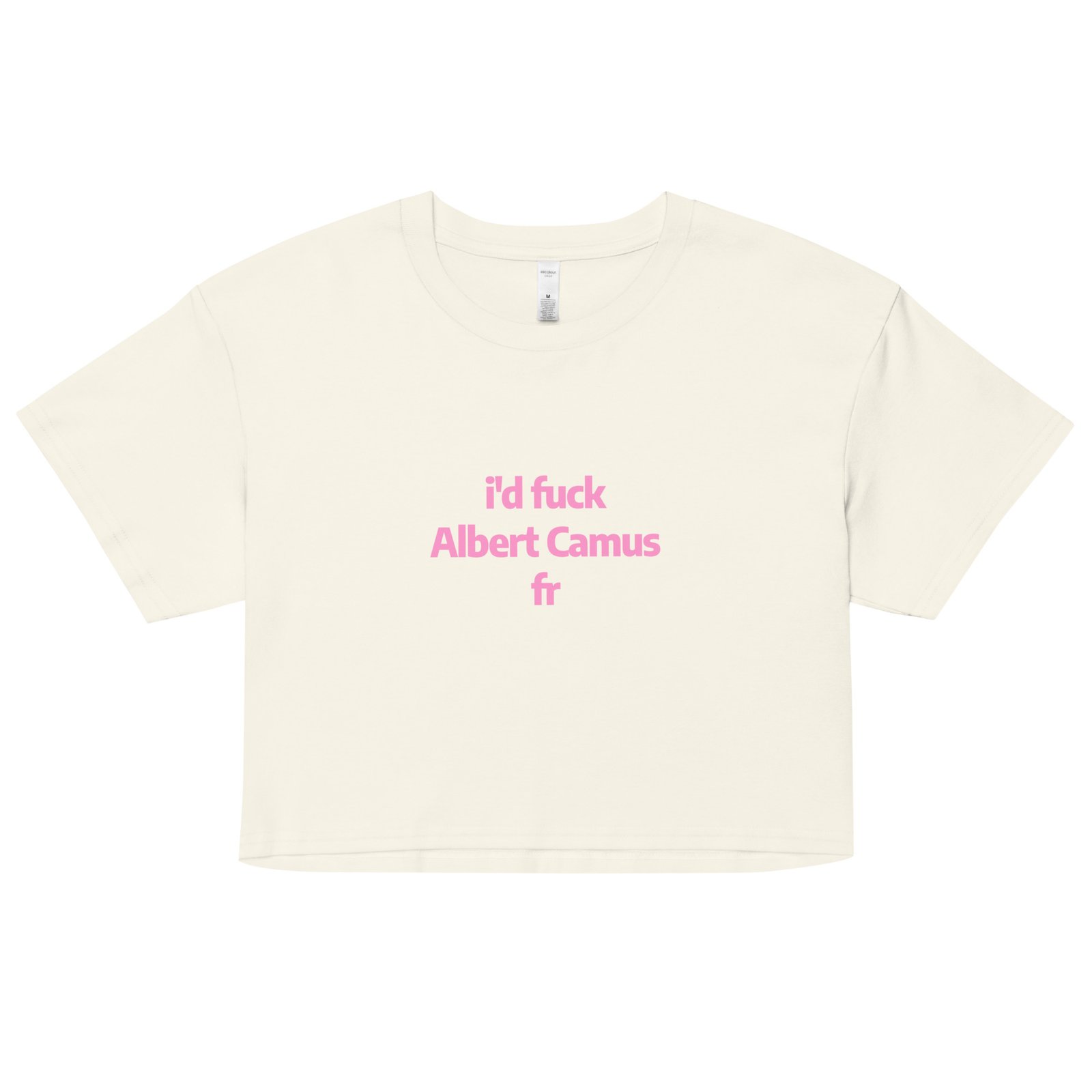 Id Fuck Albert Camus Y2K Baby Tee | French Existentialist Slut Retro Cropped Top | Camus Is Hotcore Tee - Image 16