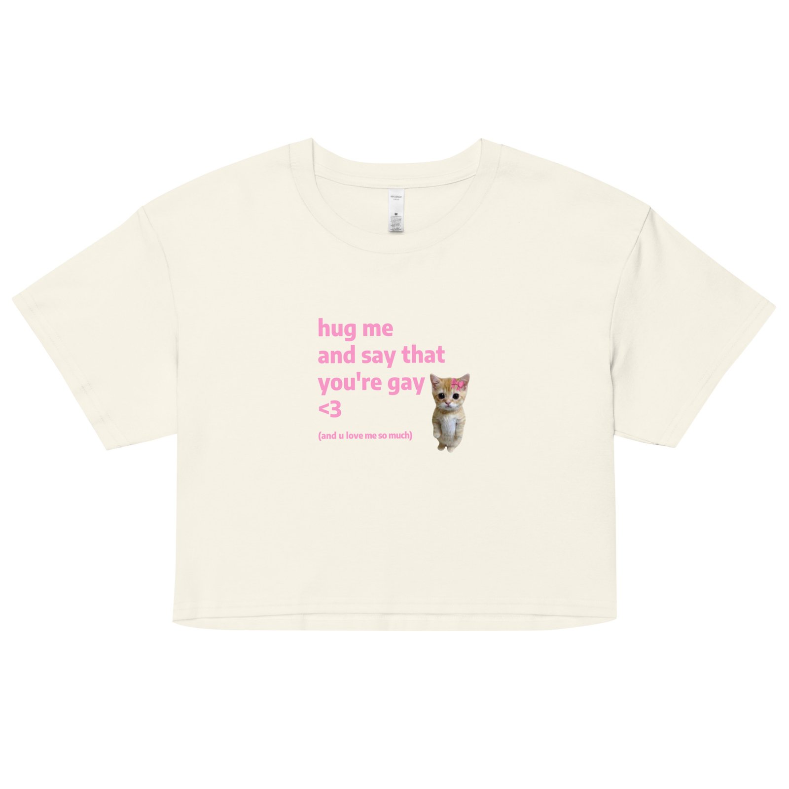 Hug Me and Say That Youre Gay and You Love Me Y2K Baby Tee | Queer Crybaby Cropped Top | Gay Sadgirl Meme Tee - Image 16