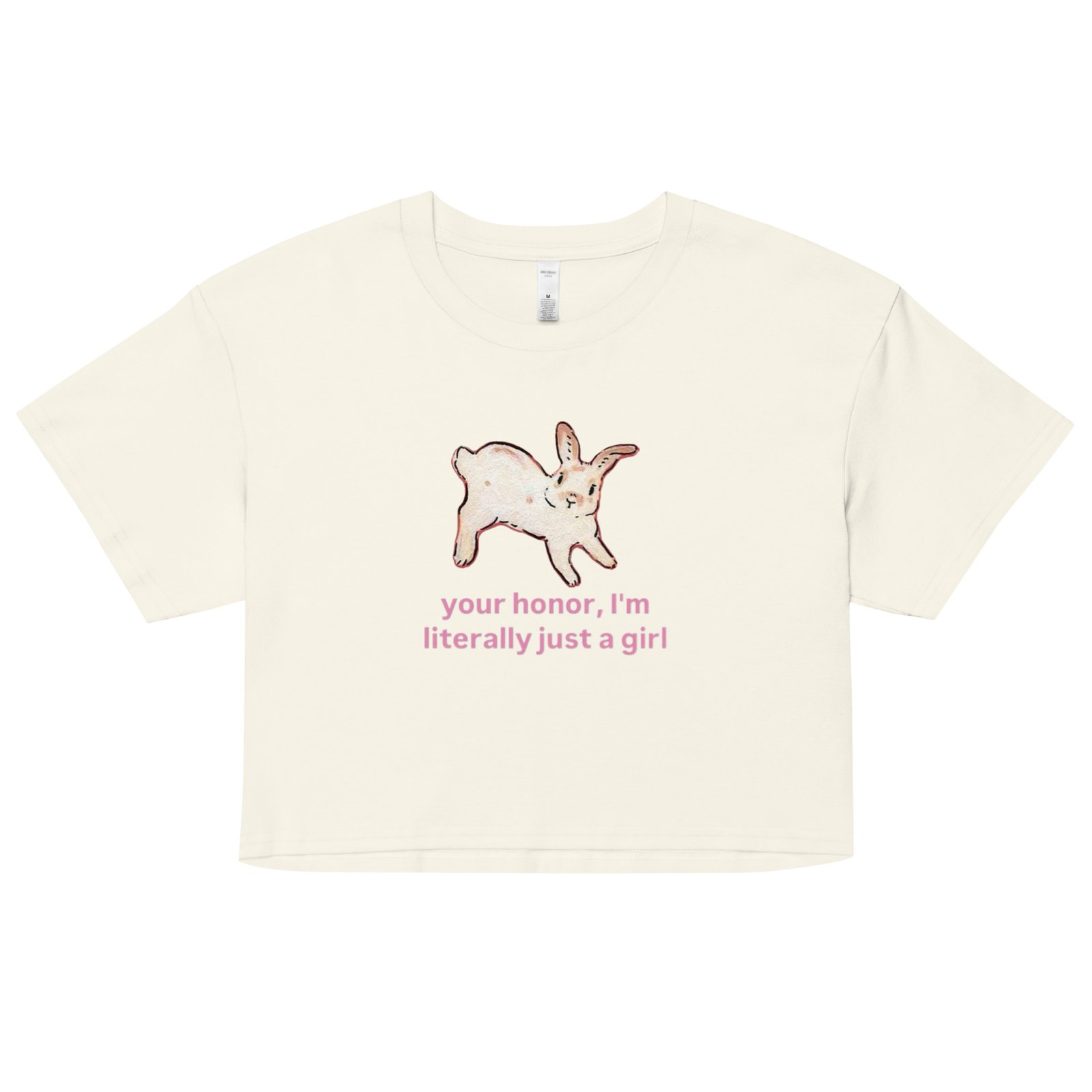 Your Honor I Am Just a Girl Bunny Y2K Baby Tee | Bunnycore Court Statement Retro Cropped Top | Legal Bimbo Meme Tee - Image 15