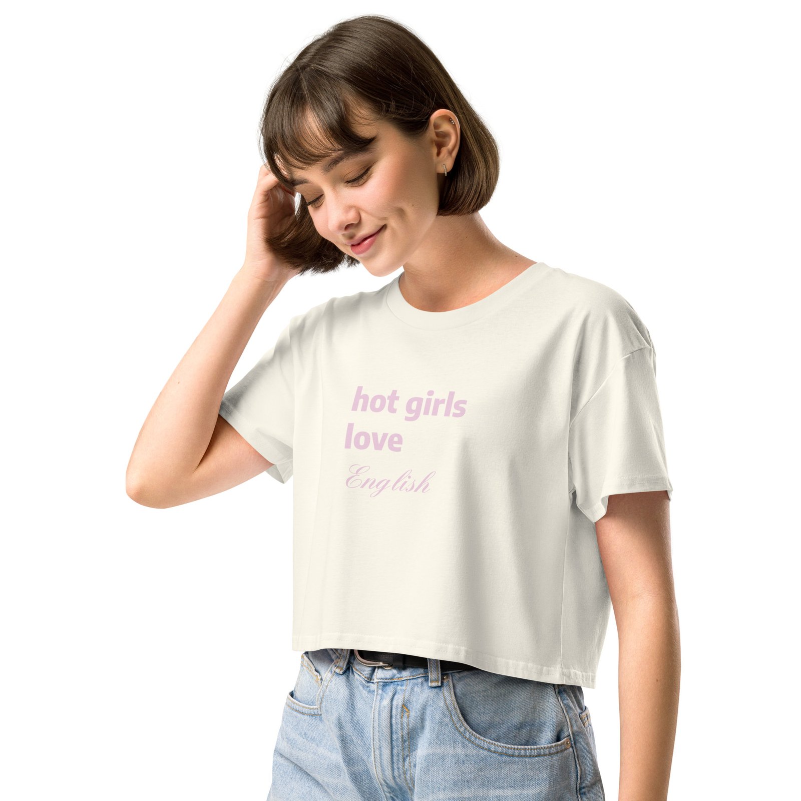 Hot Girls Love English Y2K Baby Tee | Grammar Slut Retro Cropped Top | Nerdy Bimbo Energy Meme Tee - Image 23