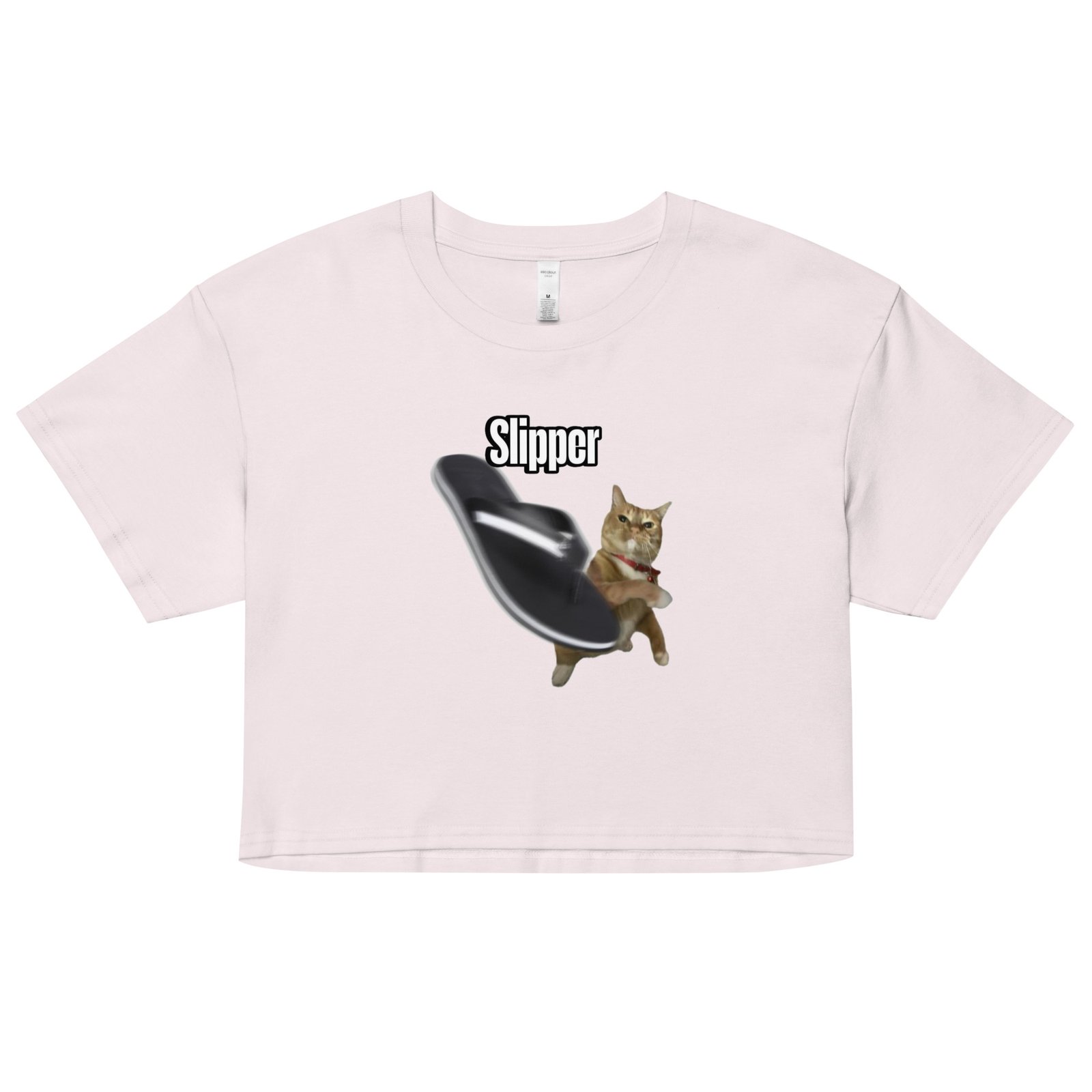 Slipper Throwing Cat Meme Baby Tee | Chonk Rage Tee Y2K Cropped Top | Household Weapon Cat Retro Top - Image 14