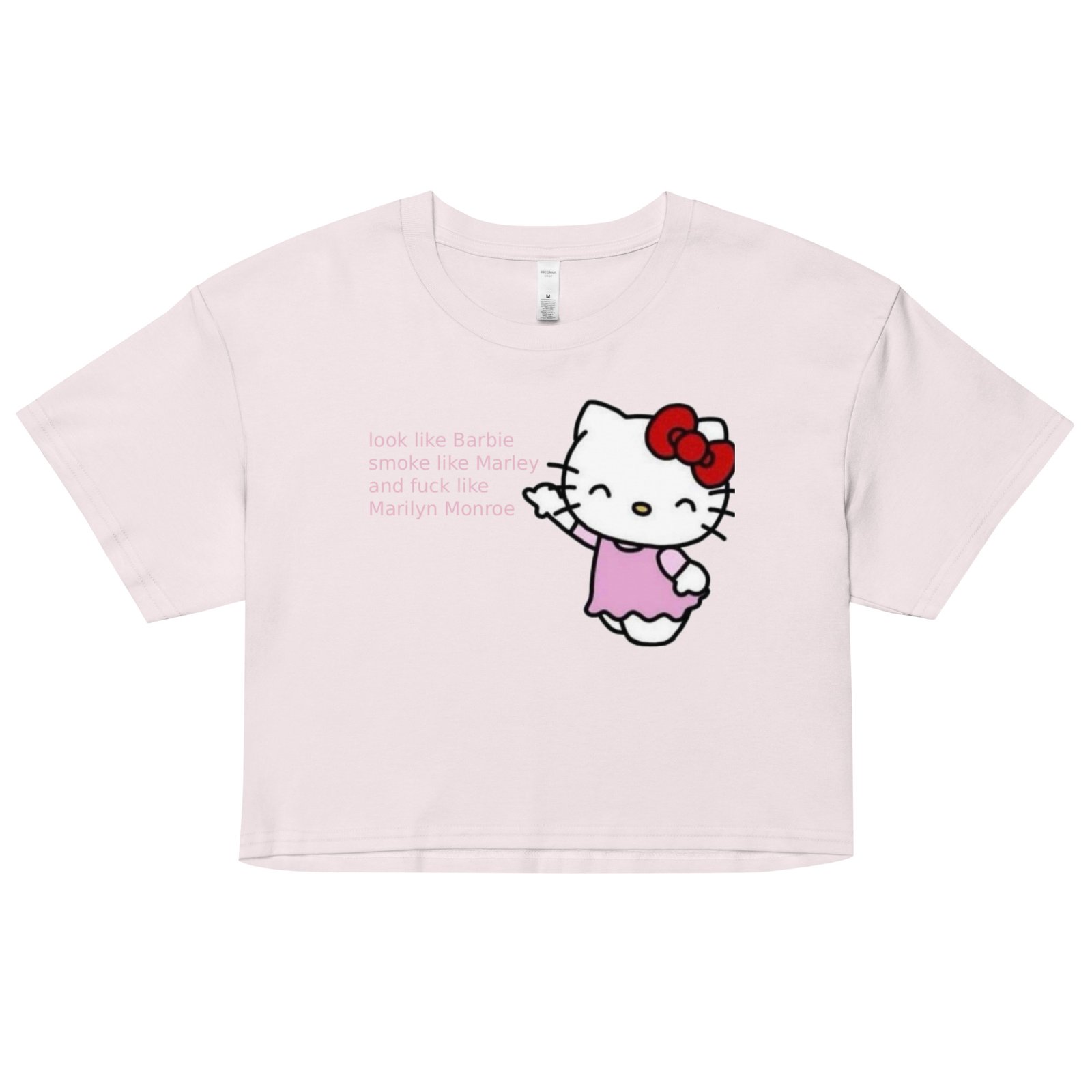 Look Like Barbie Smoke Like Marley Fuck Like Monroe Y2K Baby Tee | Bad Influence Retro Cropped Top | Bimbo Core Meme Shirt - Image 18