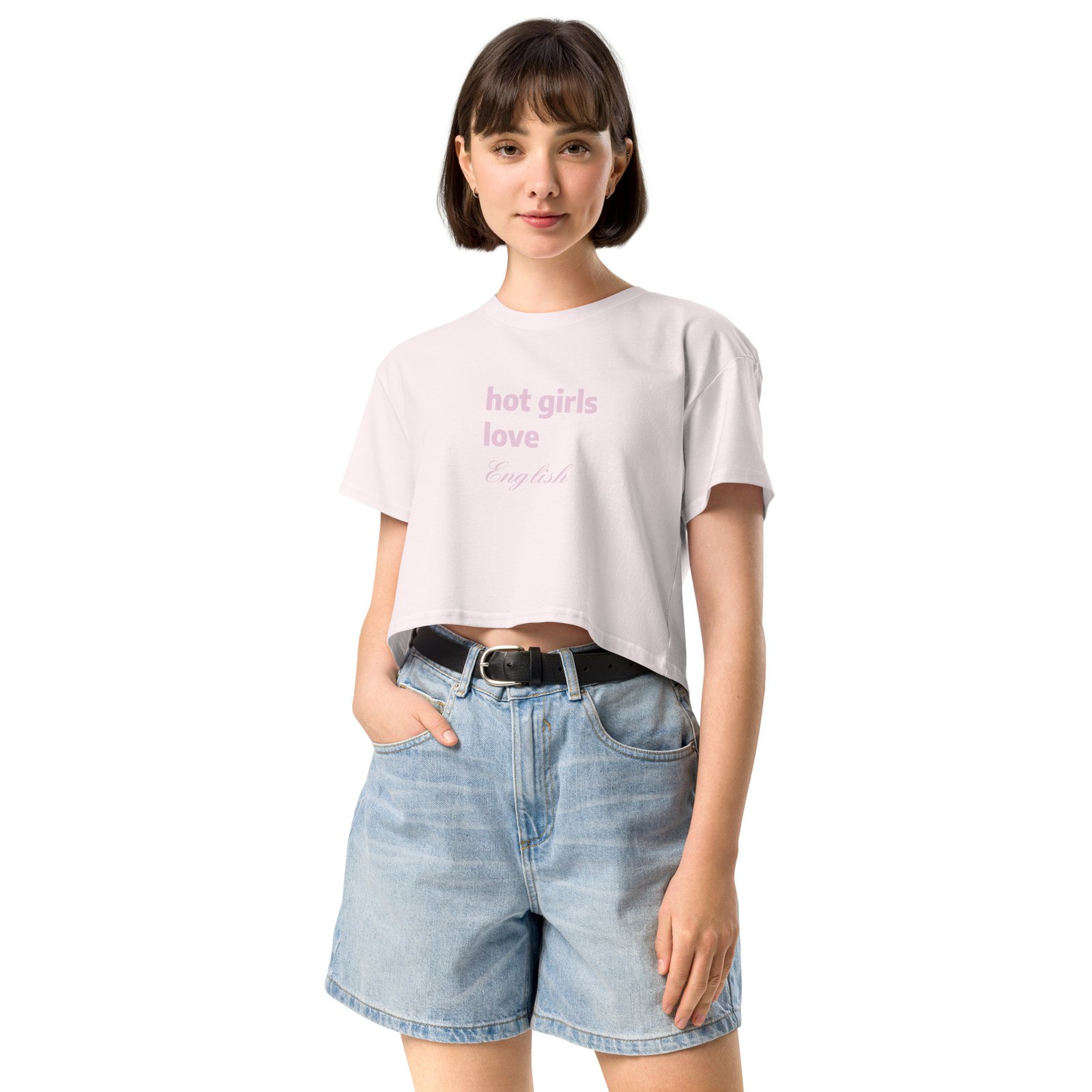 Hot Girls Love English Y2K Baby Tee | Grammar Slut Retro Cropped Top | Nerdy Bimbo Energy Meme Tee - Image 20
